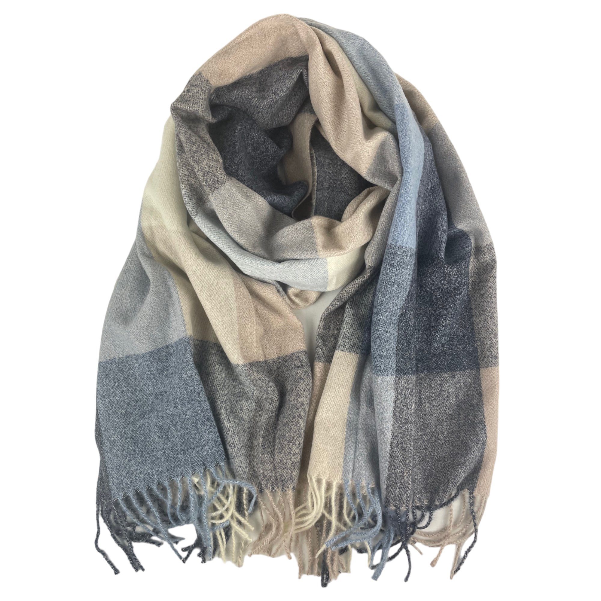 Taschen4life Schal großer Damen Schal mit Fransen, modernes Karomuster, tolle Farbkombination, Herbst/Winter Accessoires