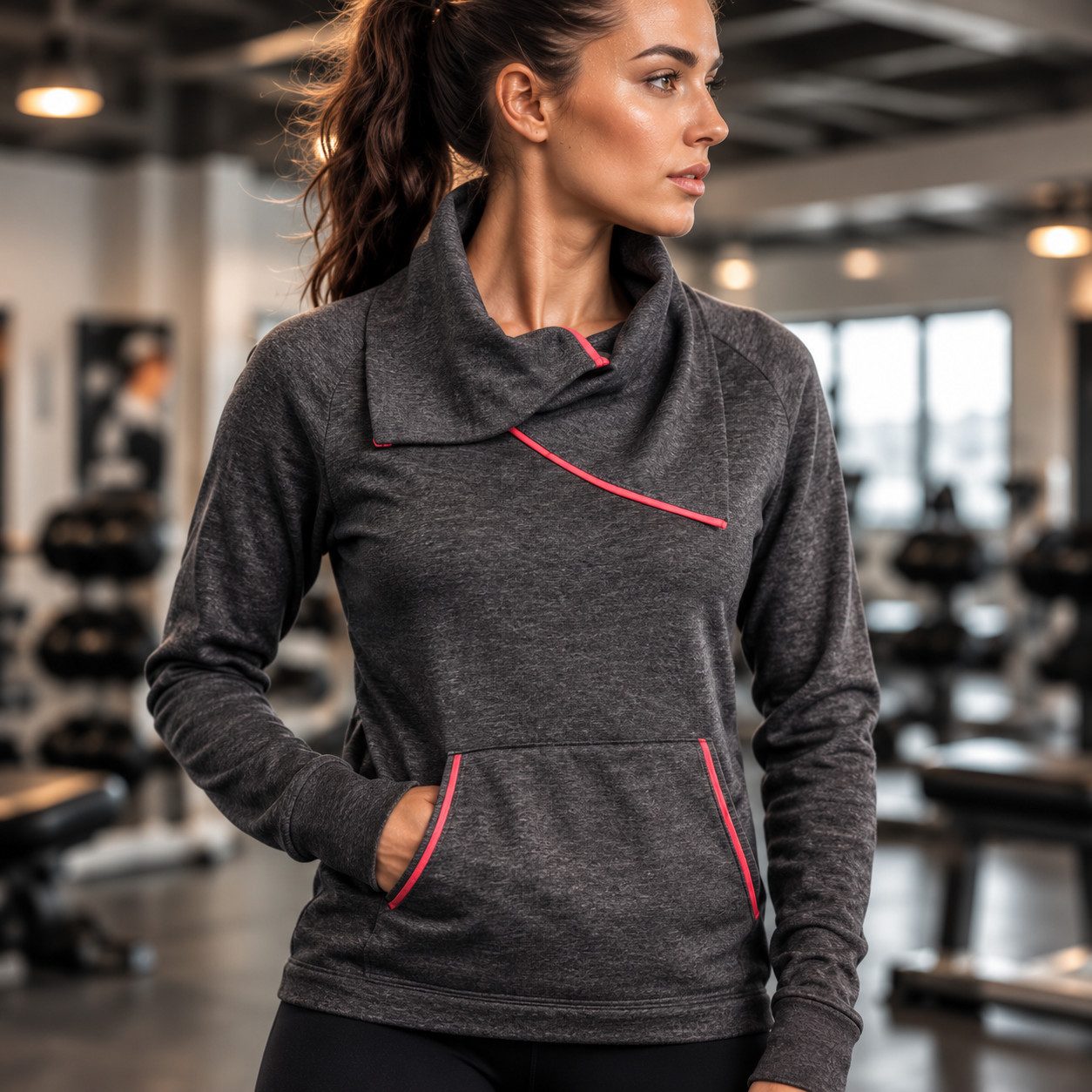 Kaiser24 Troyer Damen Troyer Sportpullover mit asymmetrischem Kragen asymetrischer Kragen, verschiedene Tragevariationen