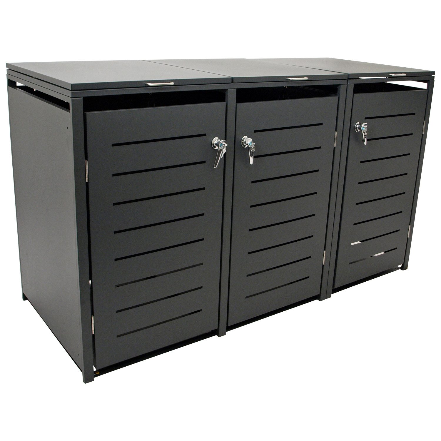 DEGAMO Mülltonnenbox KÖLN (1 St), Stahl grau, für 3 Tonnen 120 oder 240 Liter