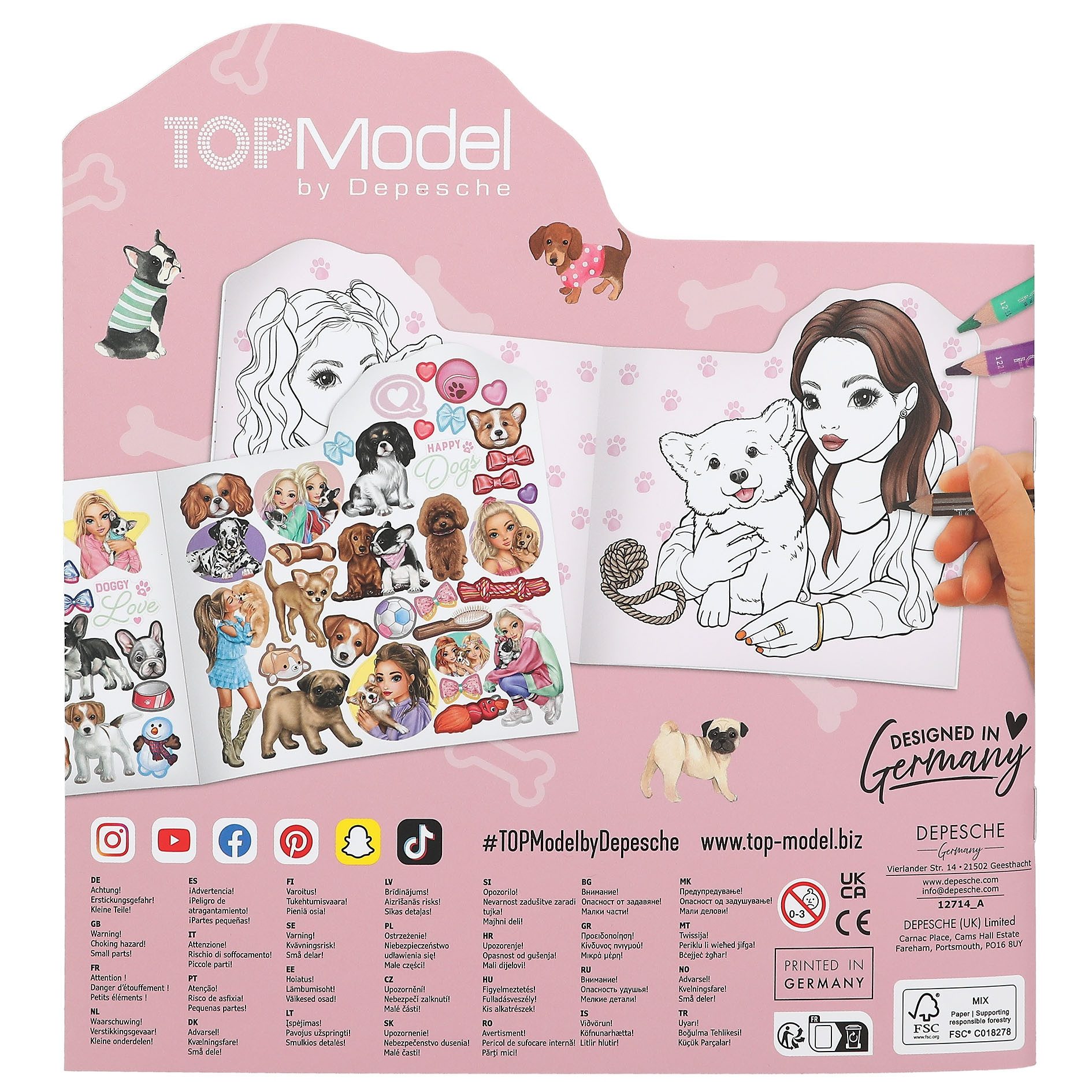 Depesche Schmuckset Top Model Mal- und Stickerbuch Kitty and Doggy, lila, 25 cm, Kreatives Zeichnen und Gestalten mit Stickern – Bild 4 von 4