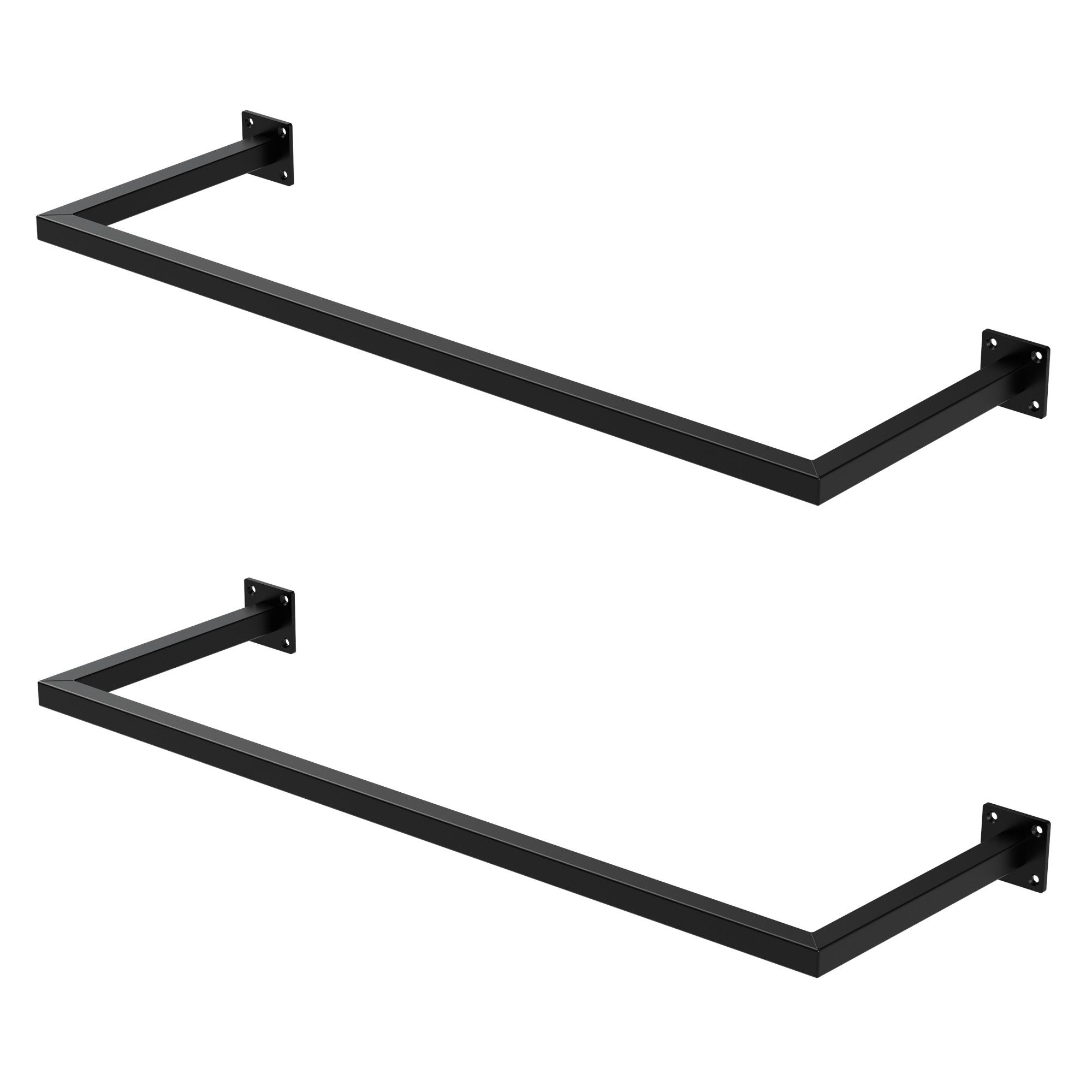 ML-DESIGN Kleiderstange Wandgarderobe Rechteck für die Wand aus Stahl inkl. Montagematerial (2 St), Garderobenstange 90x30cm Schwarz U-Form Kleiderständer Kleidergestell