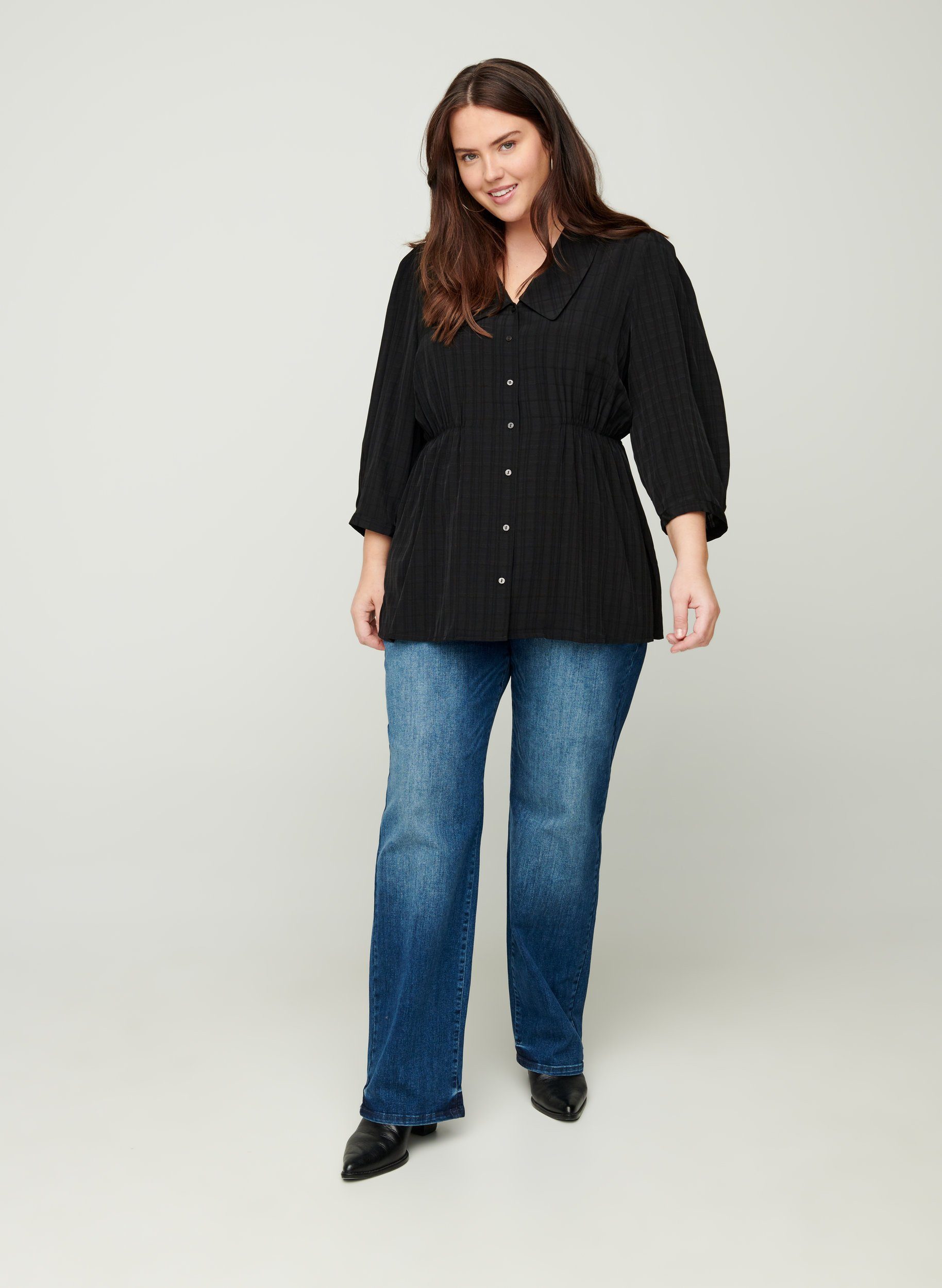 Zizzi Blusenshirt Große Größen Damen Bluse mit Kragen, Knöpfen und  3/4-Ärmeln online kaufen | OTTO