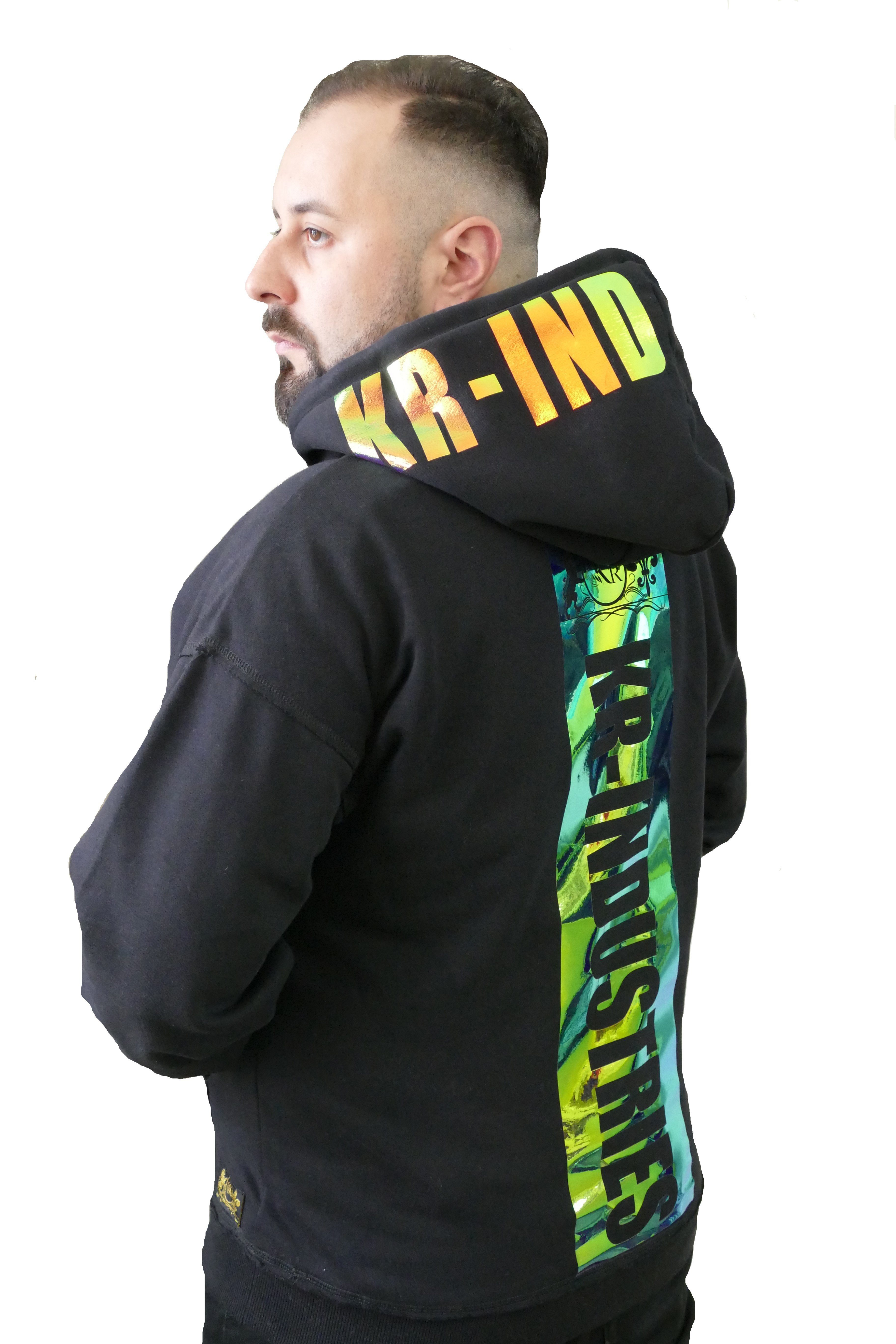 KR-Industries Hoodie Hoodie Oversize Colorful DesignerPullover mit spiegelnde schillernde Optik