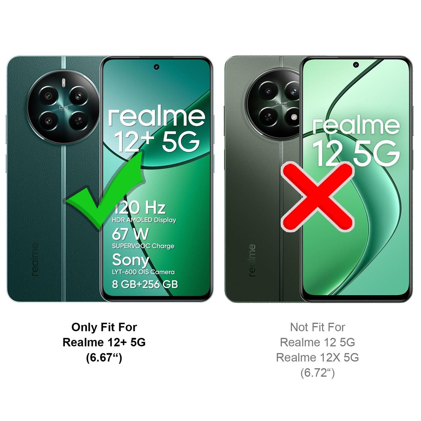 CoolGadget Handyhülle Wallet Klapp Tasche Book Case für Realme 12 Plus 5G, Hülle Klapphülle Flip Cover Etui Schutzhülle