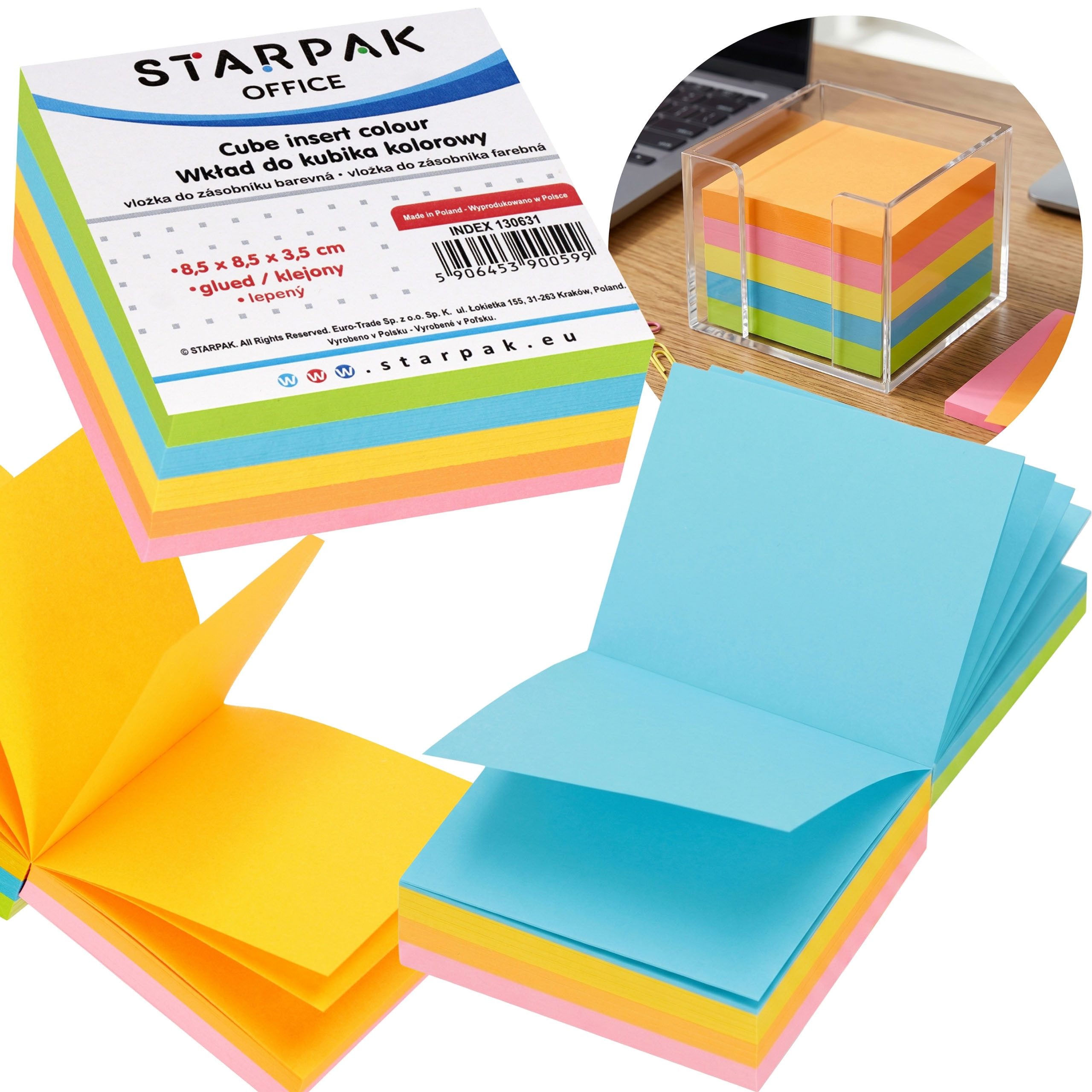 Sarcia.eu Haftnotizen Bunte Haftnotizen, selbstklebend, Notizblock, 8,5 × 8,5 cm