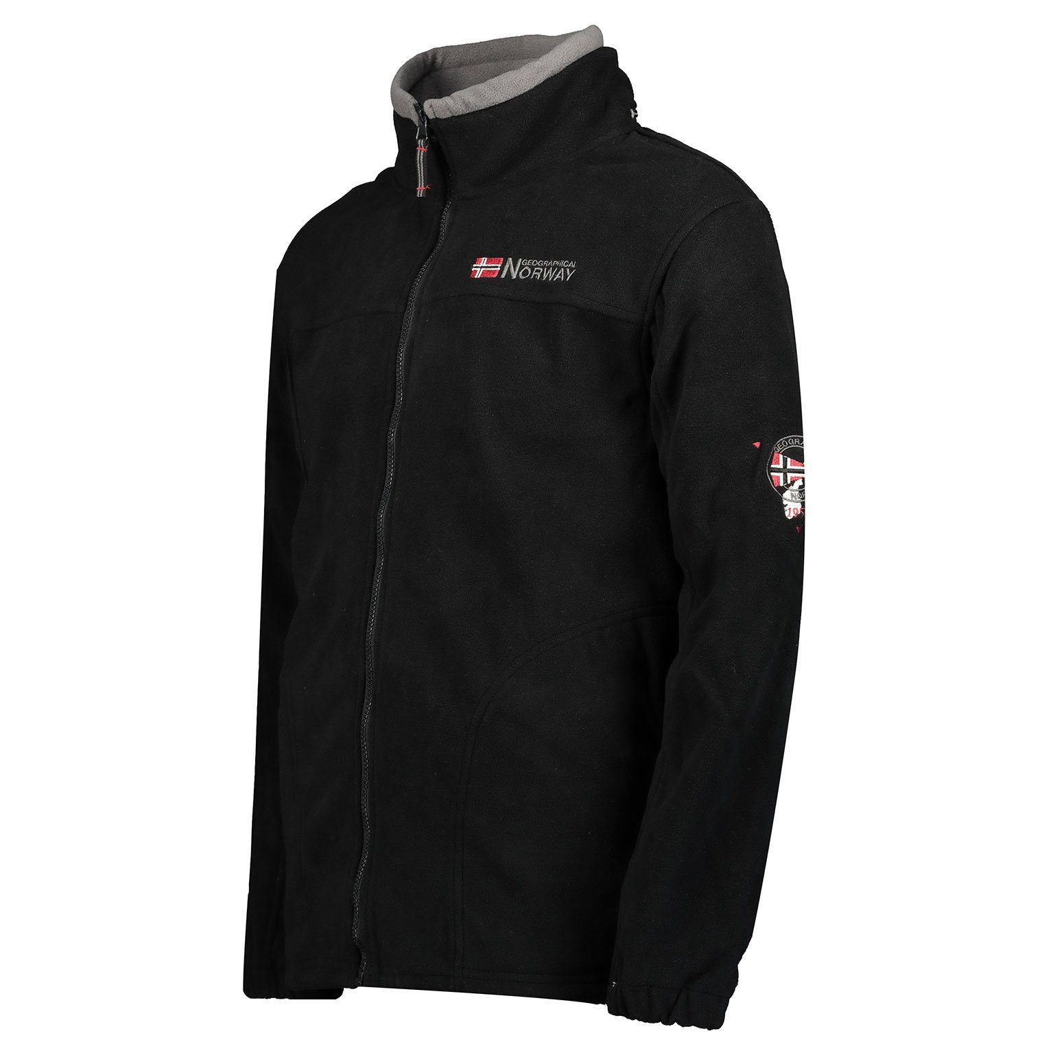 Geographical Norway Fleecejacke Herren Fleecejacke Outdoor Freizeit Jacke Übergangsjacke in Unifarbe, mit Kapuze, mit Stehkragen