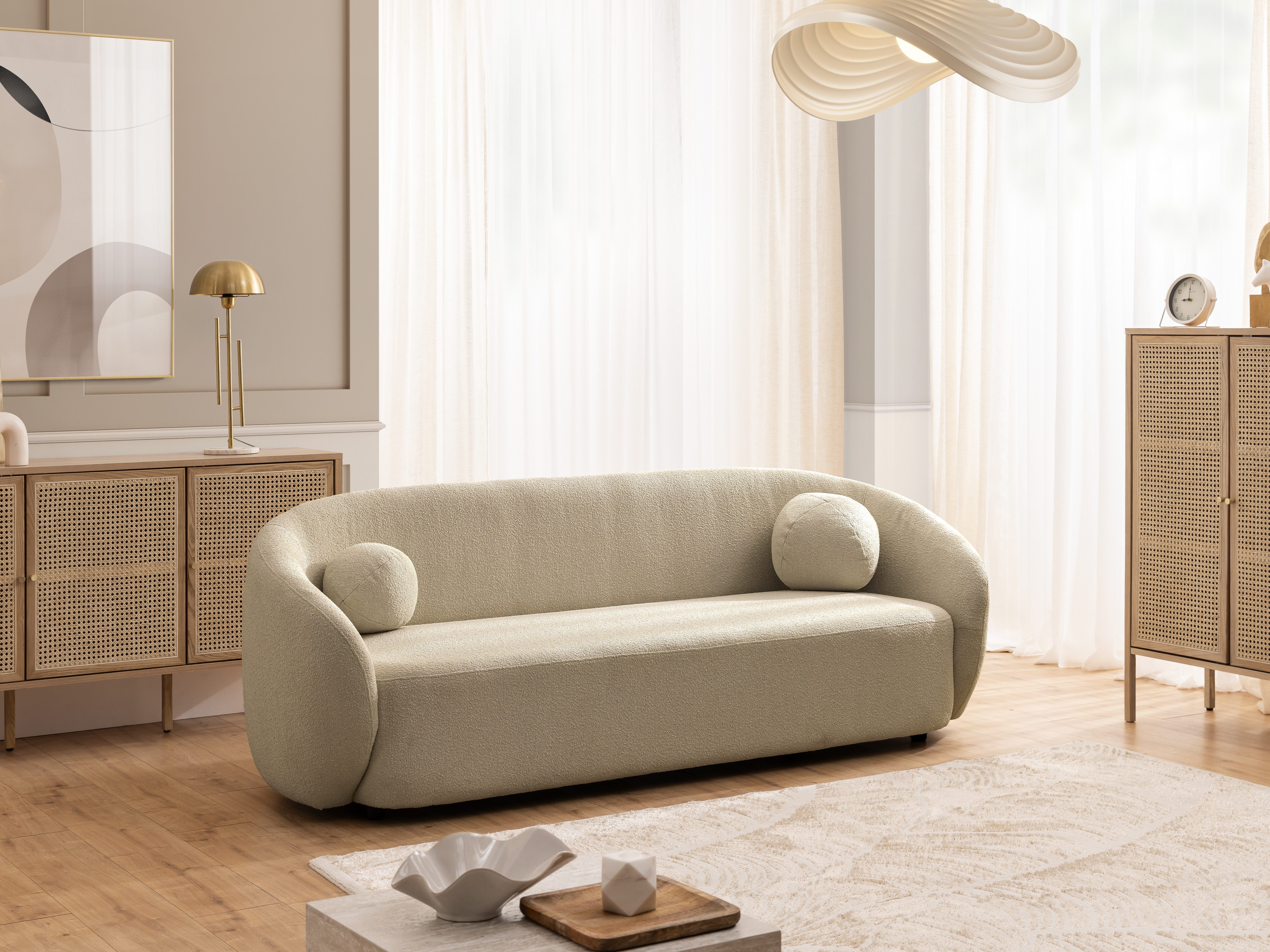 S-Style Möbel Polstergarnitur 3+2+1 Roundi, Bouclé, günstig online kaufen