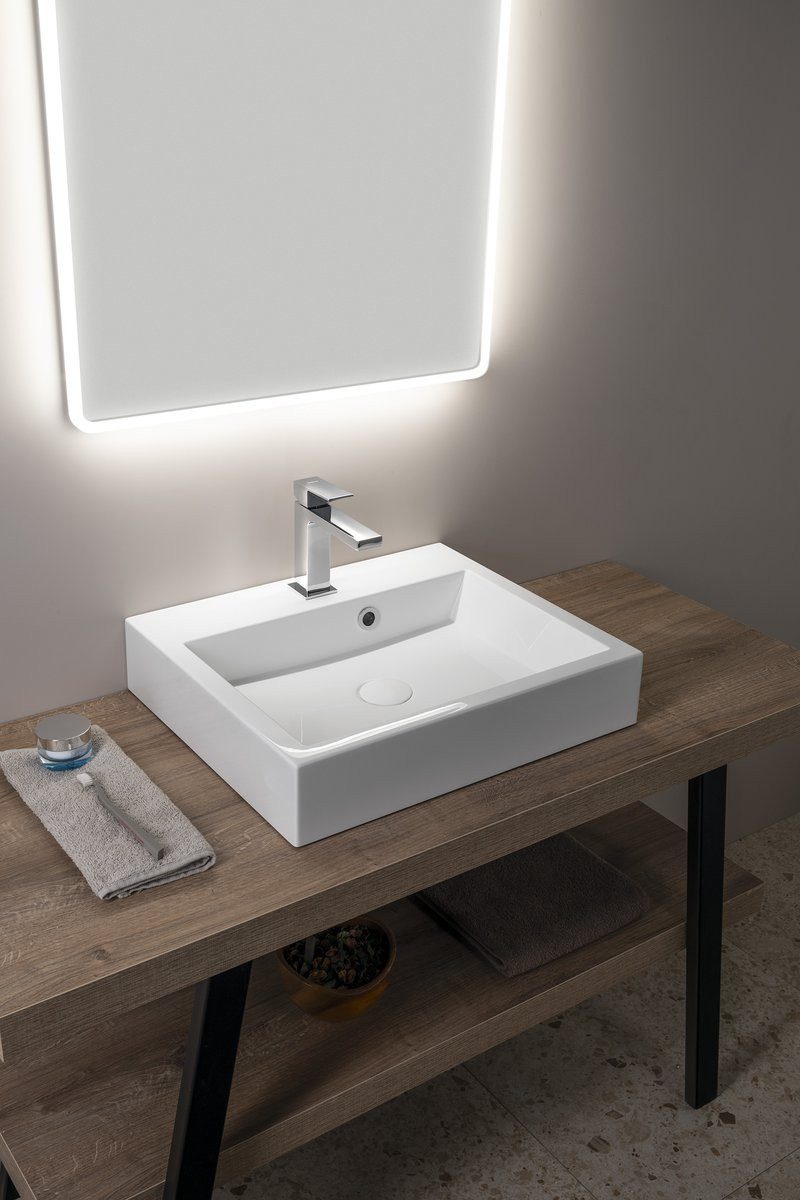 Sapho Waschtisch ORINOKO Gussmarmor-Waschtisch 50x10x42cm, weiß, Sapho-OR050