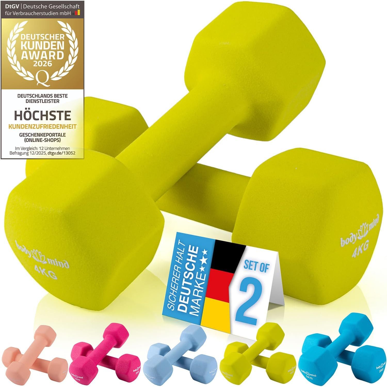 Body & Mind Hantel-Set BODY & MIND Neopren Hantel Set–Kurzhanteln für Fitness & Heimgebrauch, (Dumbbells, Effektives Krafttraining), Fitness Workout für Zuhause