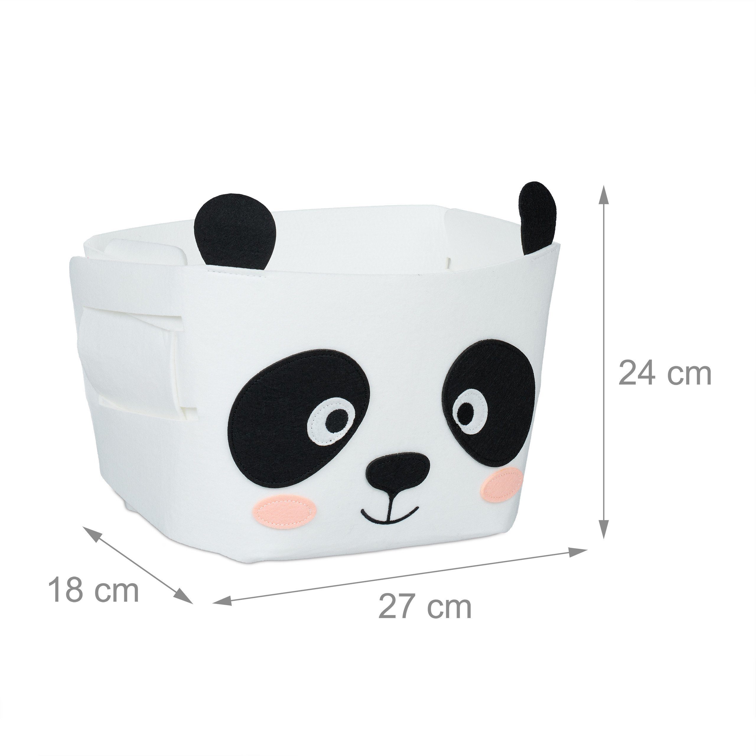 Weiß Schwarz Filz Rosa Aufbewahrungskorb Aufbewahrungskorb Panda Tiermotiv, relaxdays mit