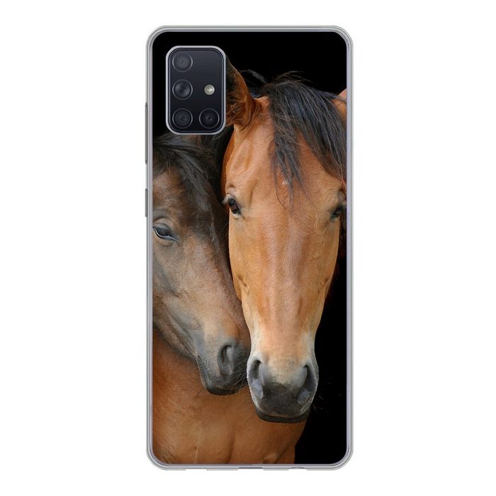 MuchoWow Handyhülle Pferde - Liebe - Braun Phone Case Handyhülle Samsung Galaxy A71 Silikon Schutzhülle