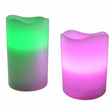 BURI Tafelkerze 2er-Set LED Wachskerzen mit Farbwechsel + Fernbedienung Stumpenkerze