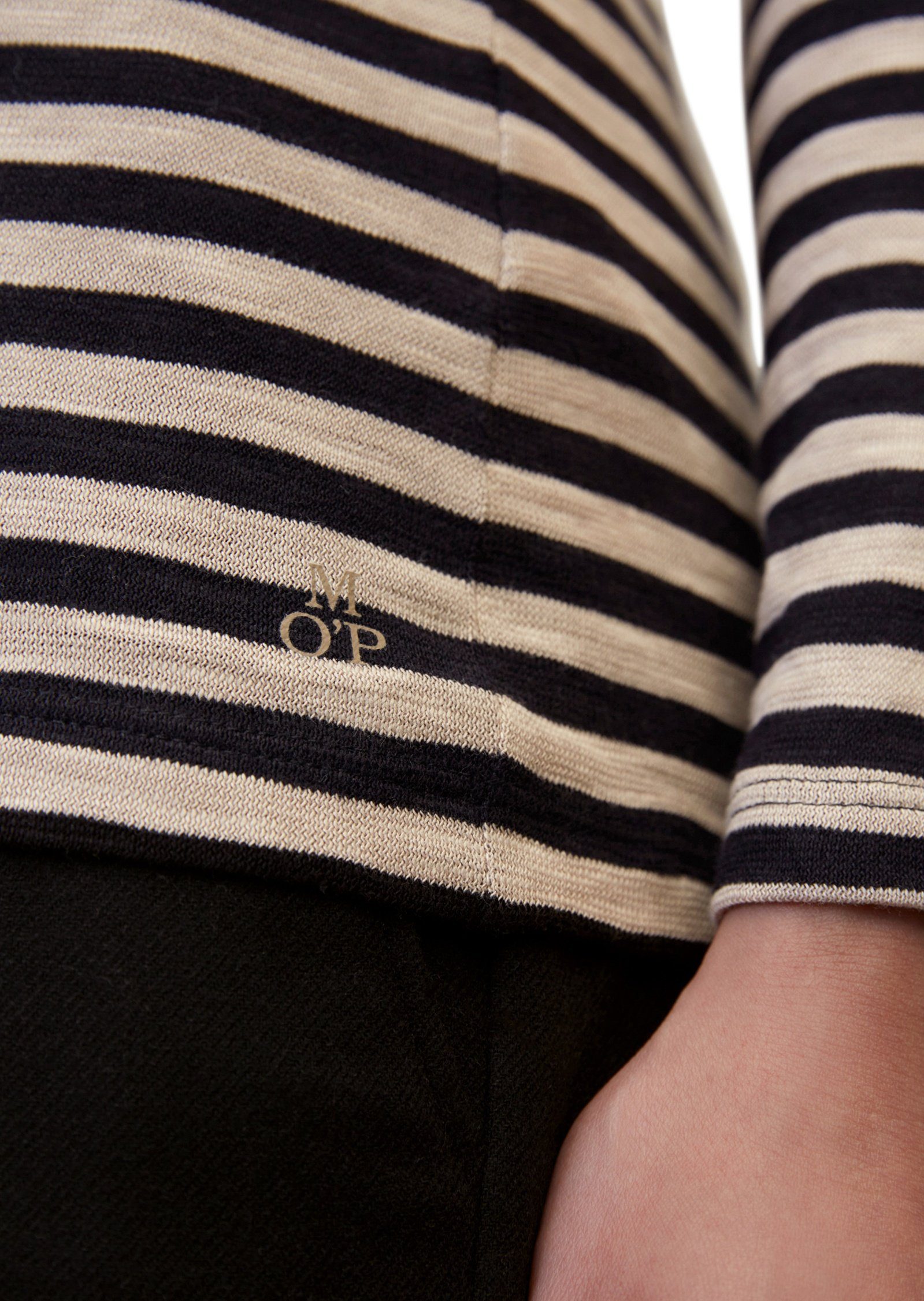 Marc O'Polo Langarmshirt aus beige Organic-Cotton-Slub-Jersey
