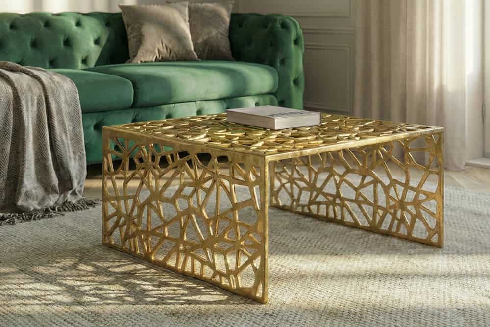 riess-ambiente Couchtisch ABSTRACT 60cm gold, Wohnzimmer · Metall · eckig · Handarbeit · Gap Design · Modern