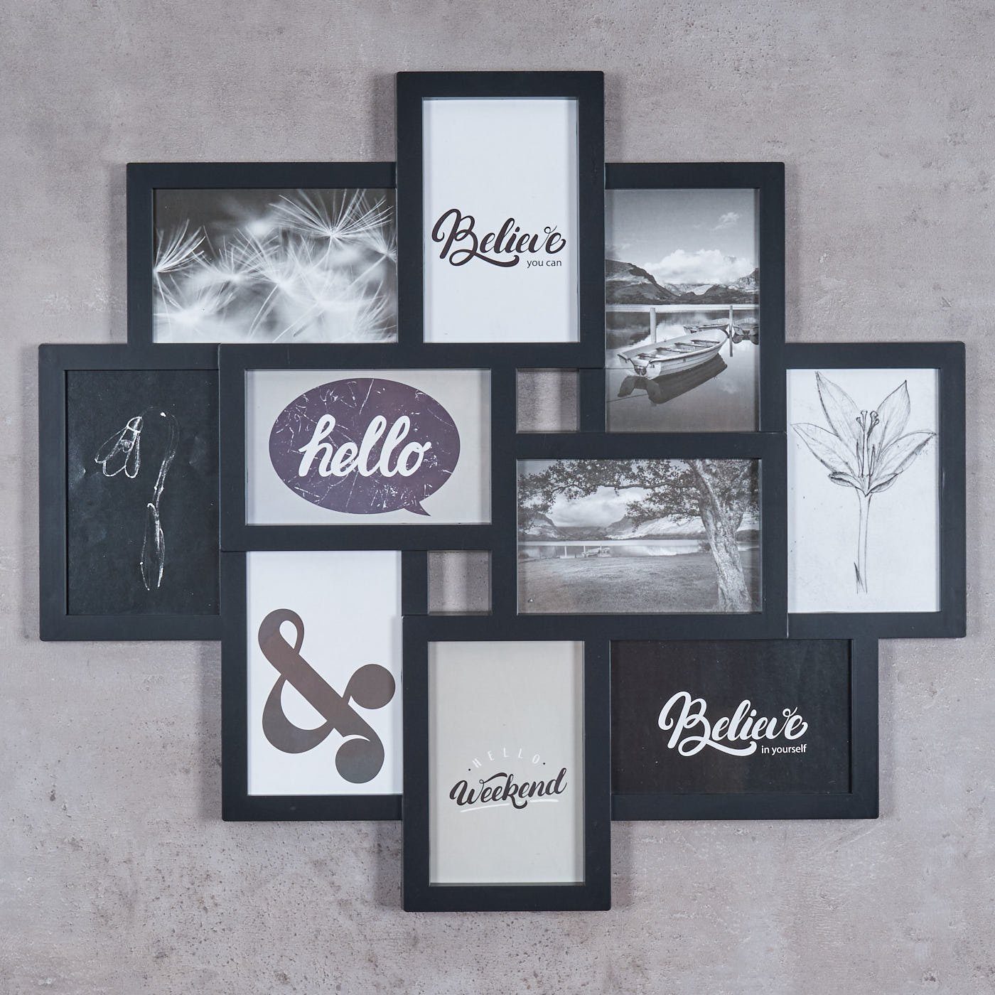 Levandeo® Bilderrahmen Collage, Bilderrahmen Schwarz 10 Fotos Fotogalerie F günstig online kaufen