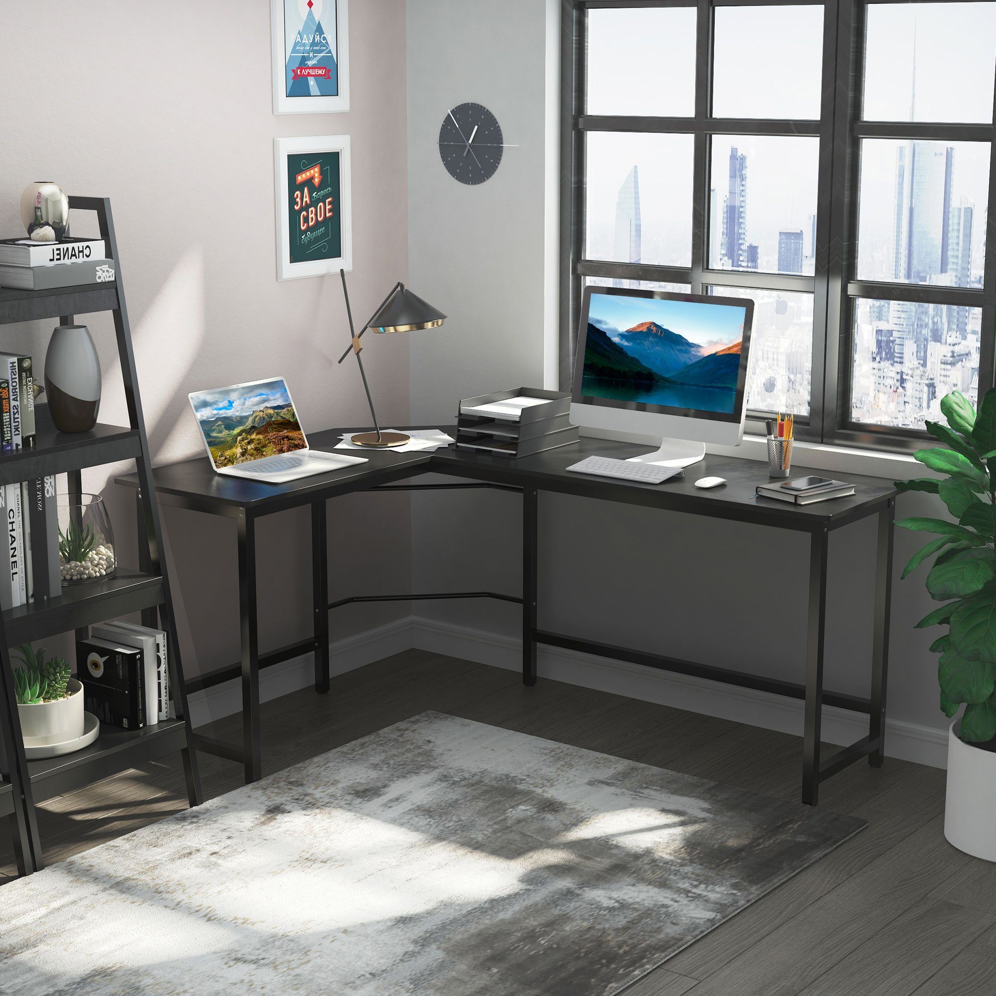 Vinsetto Eckschreibtisch höhenverstellbarer Schreibtisch (PC-Tisch, 1-St., günstig online kaufen