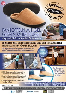 Best Direct® Stepluxe® Slippers Hausschuh (2-tlg) Pantoffeln mit Gelkern, braun, 36-46, warm, weich, waschbar