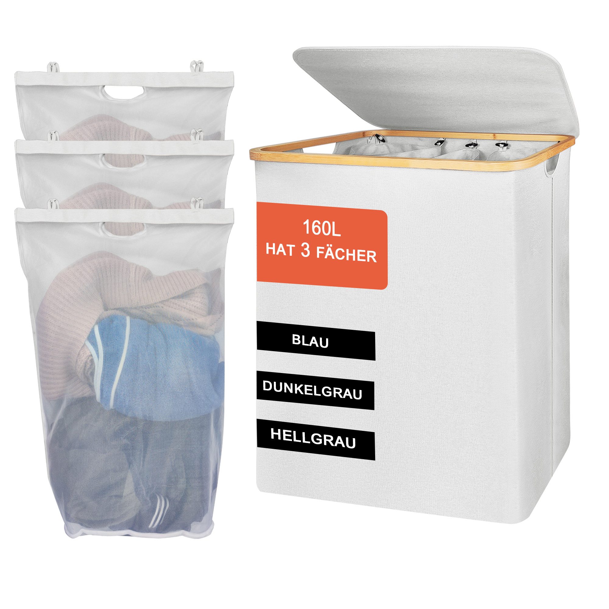 AdelDream Wäschekorb 140L 160L Wäschekorb mit Deckel günstig online kaufen