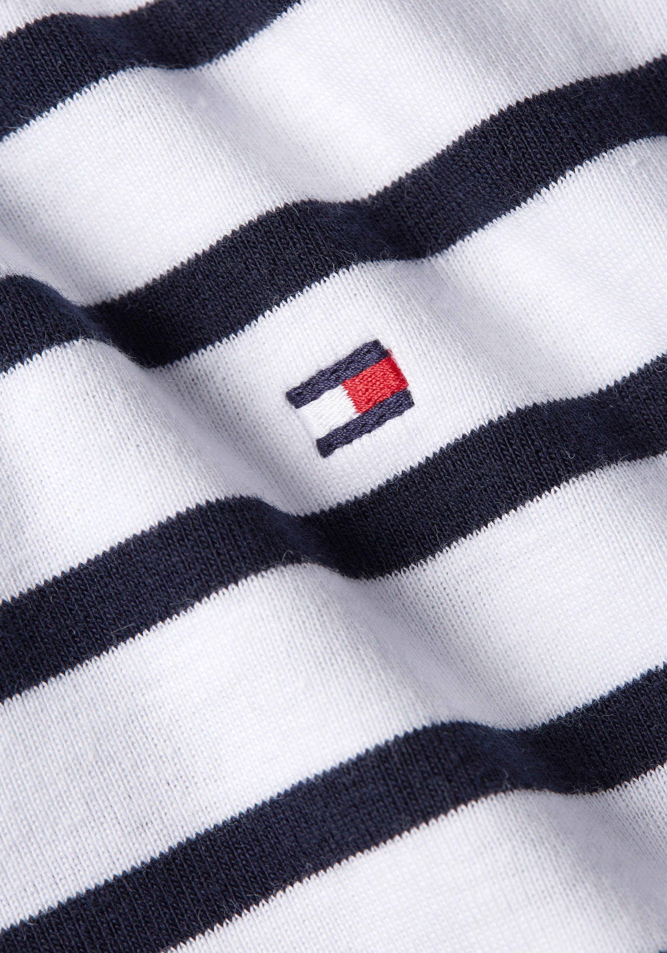 Tommy Hilfiger T-Shirt dezenter SS W Breton (dunkelblau) Sky CODY RIB SLIM Desert Stp Logostickerei White/ mit V-NECK