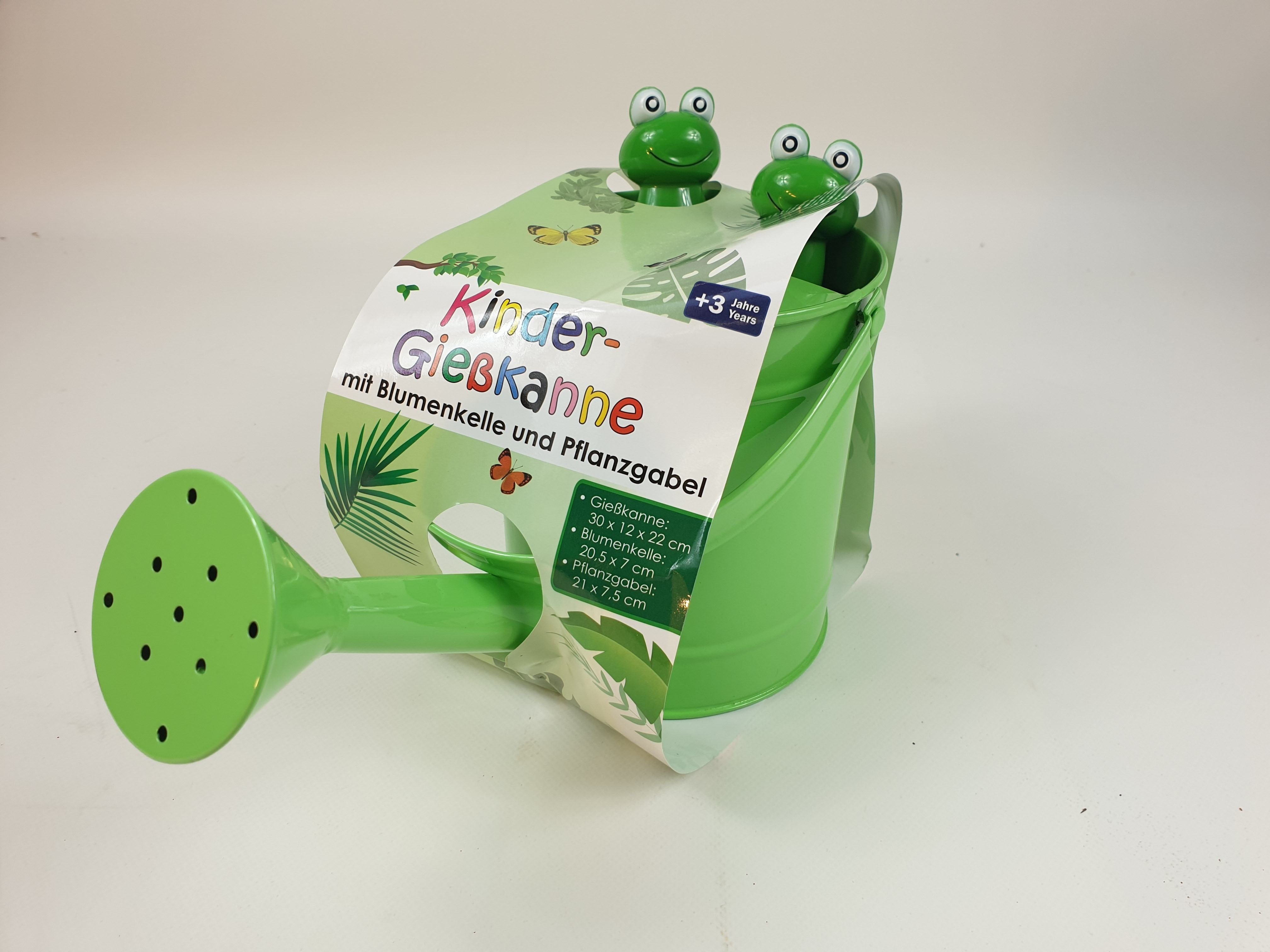 sesua Spielzeug-Gartenset Kinder Gartenset mit Gießkanne aus Metall Schüppe 3 teilig, (3-tlg)