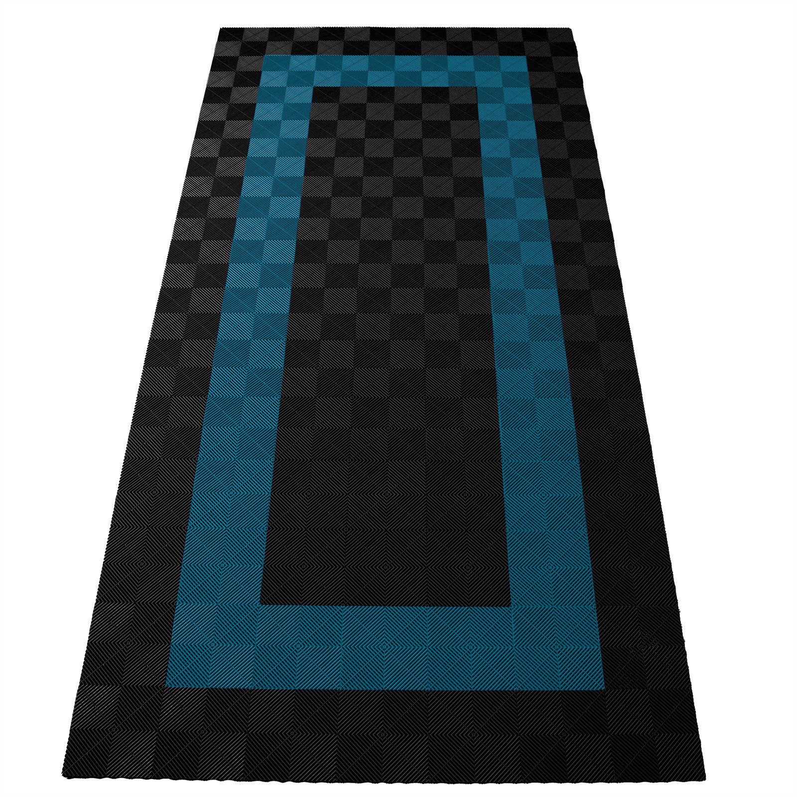 RAMROXX Klickfliesen Performance Bodenfliesen Garagenboden 2,8mx5,6m Schwarz Hellblau 3