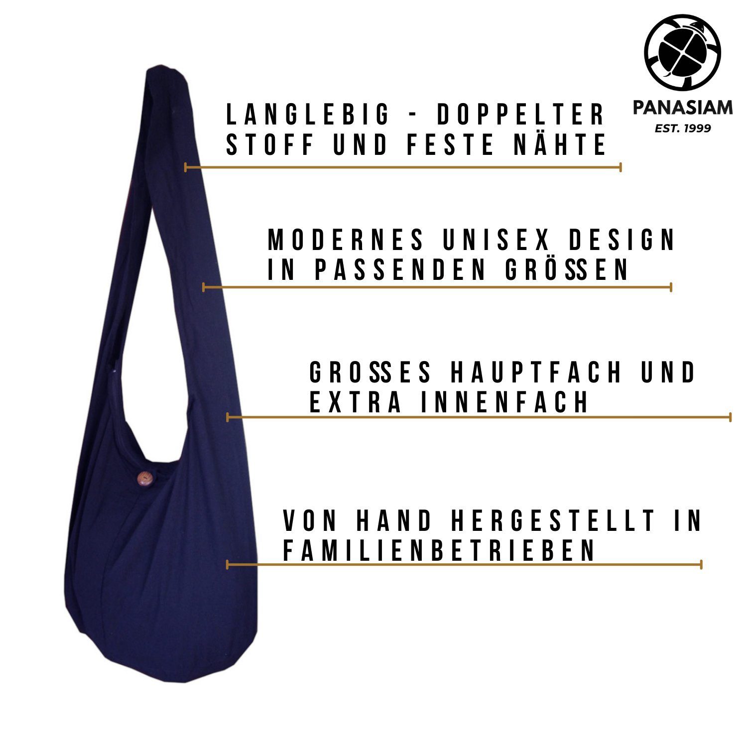 Handtasche 2 Schultertasche einfarbig Wickeltasche aus Größen, PANASIAM Umhängetasche Strandtasche Schulterbeutel Orange 100% als Beuteltasche oder Baumwolle in auch