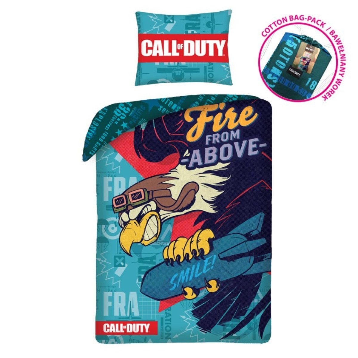 Call of Duty Bettwäsche Set Baumwolle Bettdeckenbezug 140 × 200 cm mit 70 × 90 cm Kissenbezug, 2 teilig