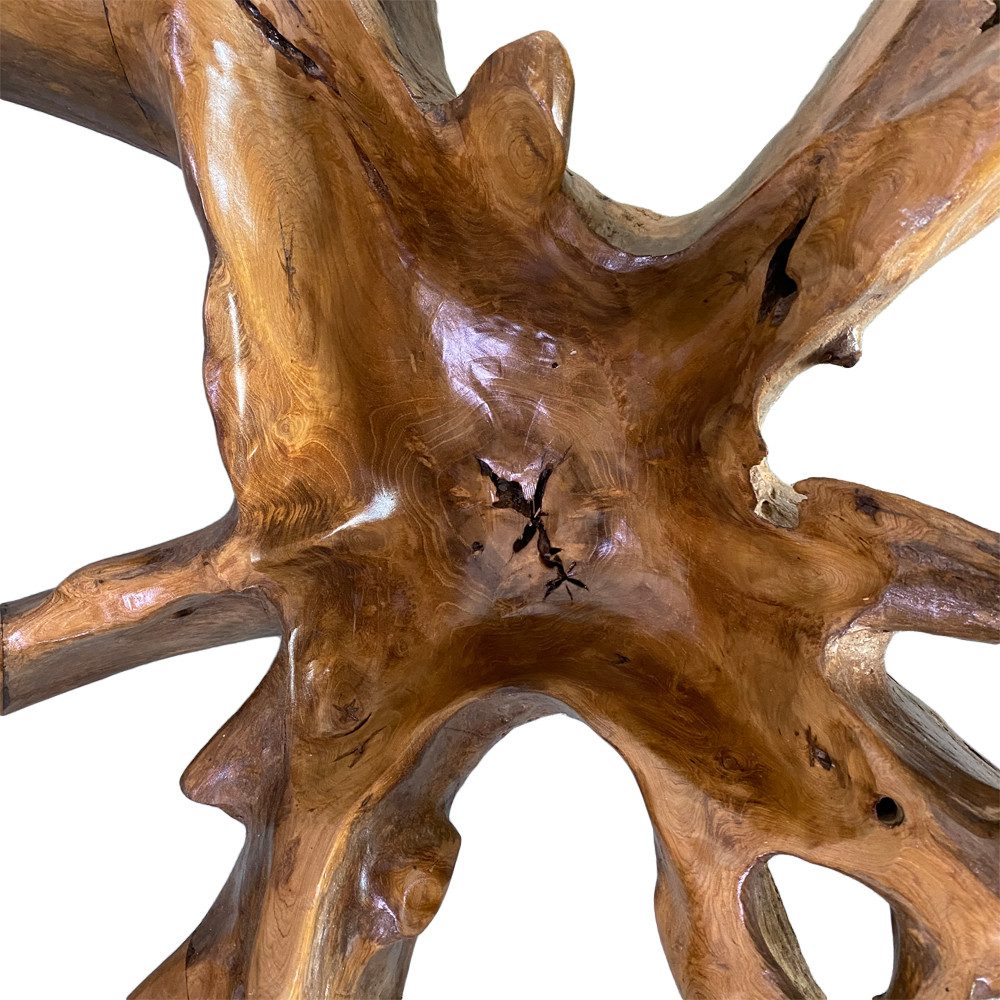 LebensWohnArt Couchtisch Individueller Teak Couchtisch ZONAS natural 70cm mit Glasplatte