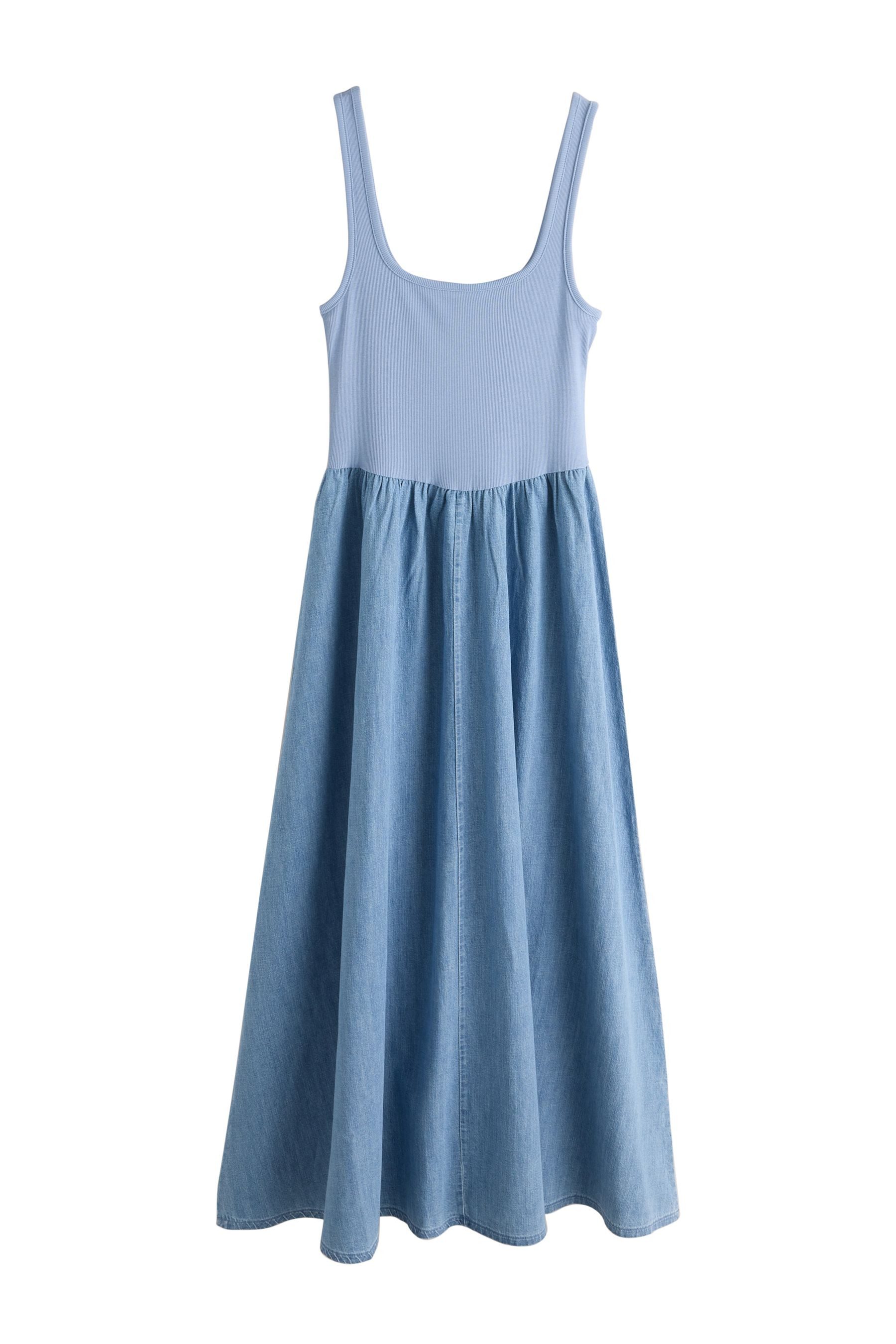 Next Jeanskleid Ärmelloses Maxikleid aus Jersey-Denim (1-tlg)