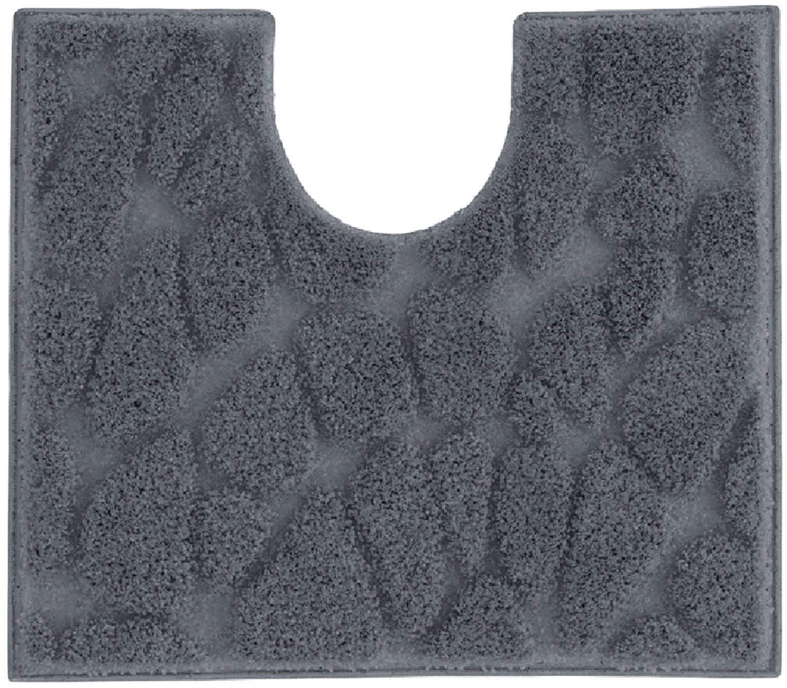 Grund Badematte Ashtar, Badvorleger, Badezimmer Teppich, 3D-Design, Höhe 20 mm, rutschhemmend beschichtet, schnell trocknend, Polyester, rechteckig, 3-tlg. Stand-WC Set, Hoch-Tief-Design mit organischer Steinoptik, Made in Europe