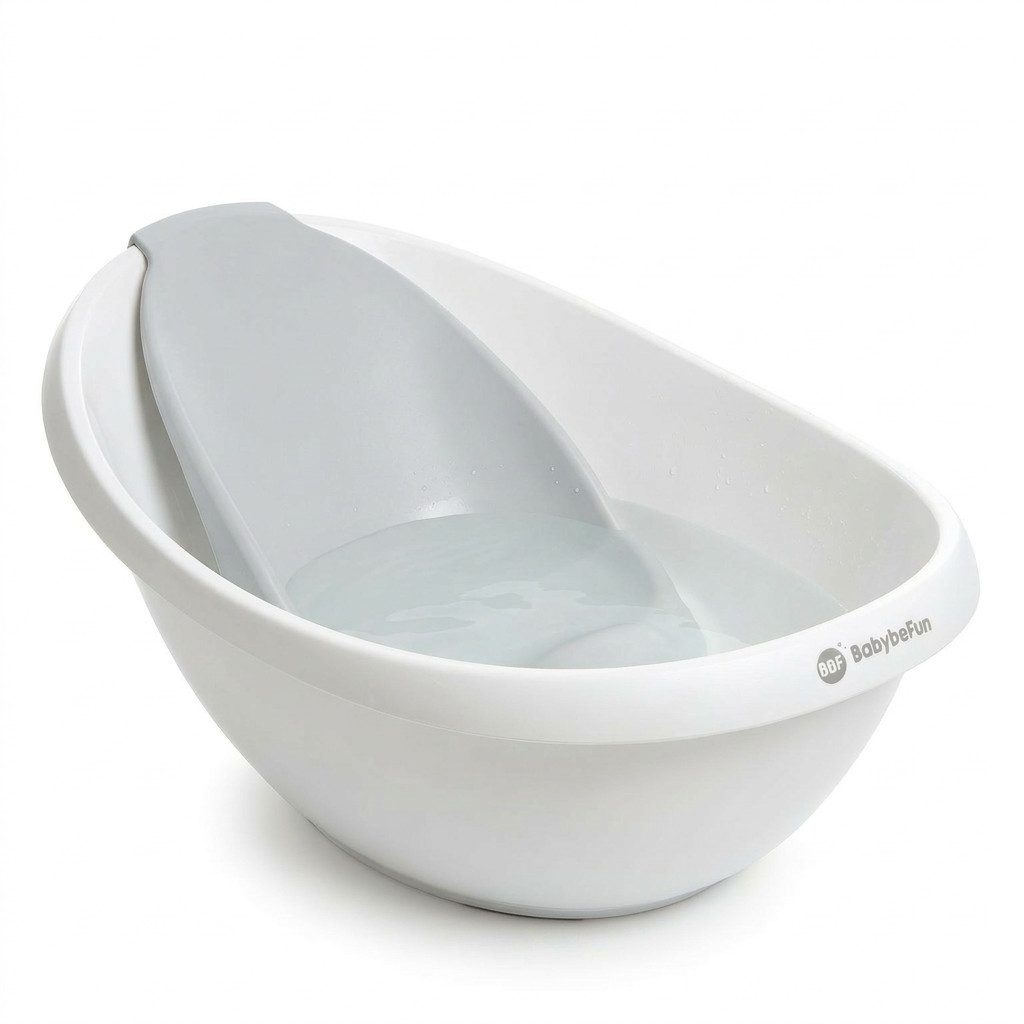 BabyBeFun Babybadewanne mit Badewanneneinsatz für Neugeborene, Rutschfeste Babywanne, Inkl. Safety-Pad