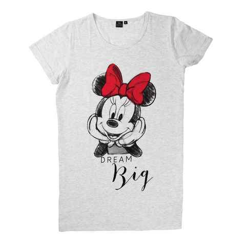 United Labels® Nachthemd Disney Minnie Mouse Nachthemd für Damen - Dream big - kurzärmlig Grau