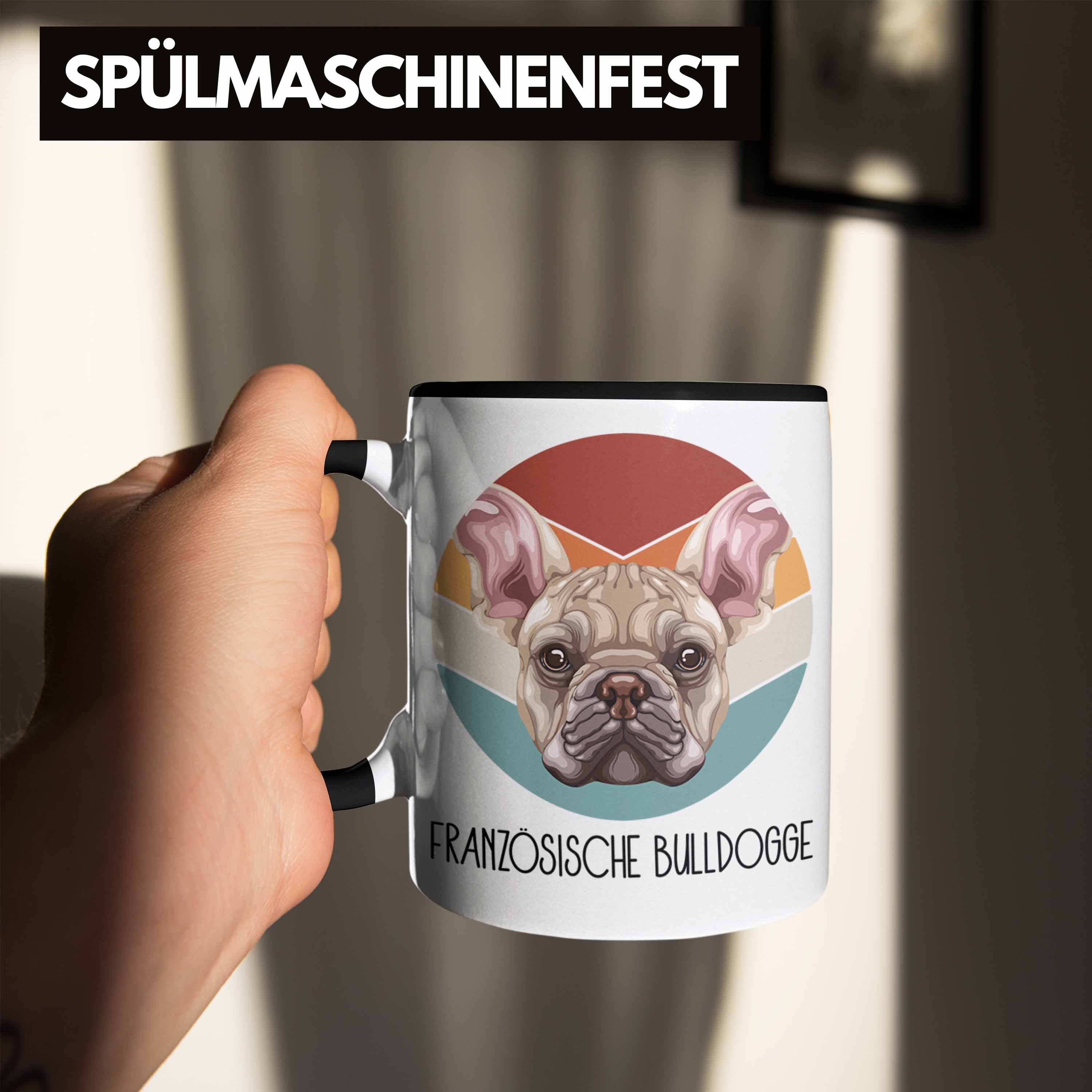 Trendation Tasse Geschen Geschenk Tasse Lustiger Bulldogge Französische Besitzer Schwarz Spruch