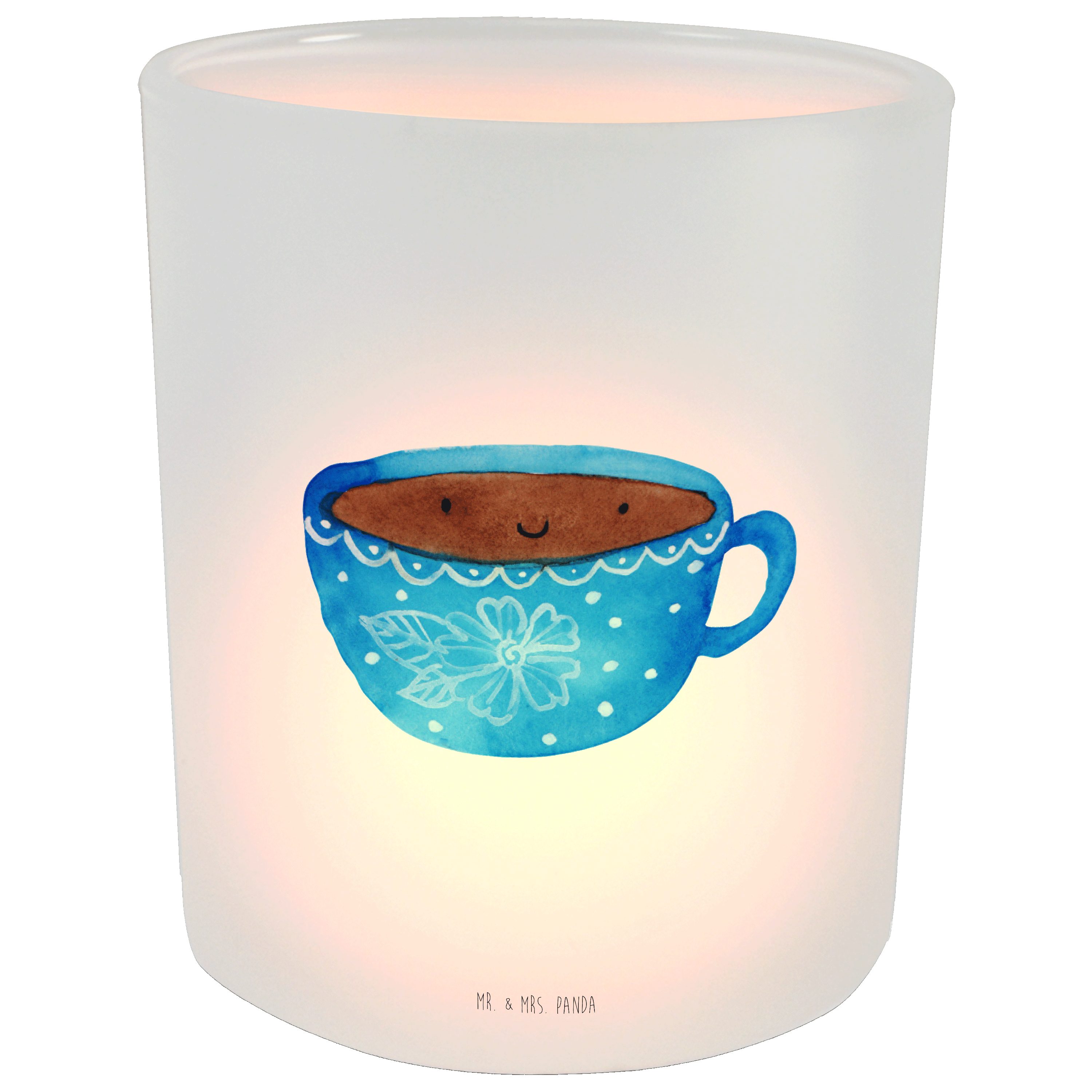Mr. & Mrs. Panda Windlicht Kaffee Tasse - Transparent - Geschenk, Windlicht Glas, Teelichter, Ke (1 St), Hochwertiges Material