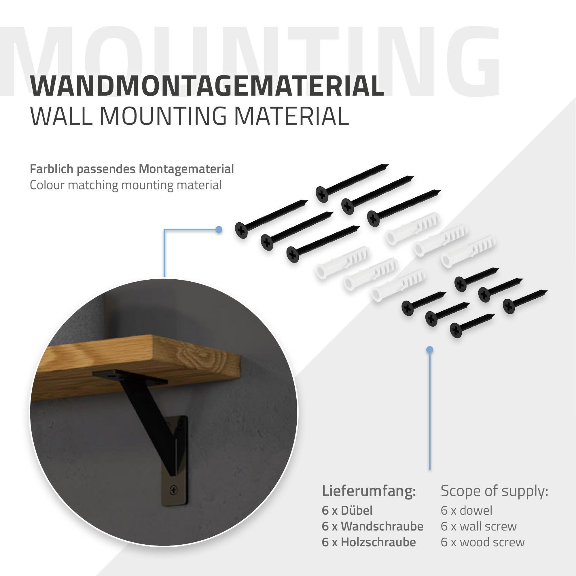 Regal Schwebend Wandregal 2 Regalwinkel Wandkonsole, Stück Regalhalterung Wandmontage Schwarz Regalträger ML-DESIGN 120x120mm Aluminium