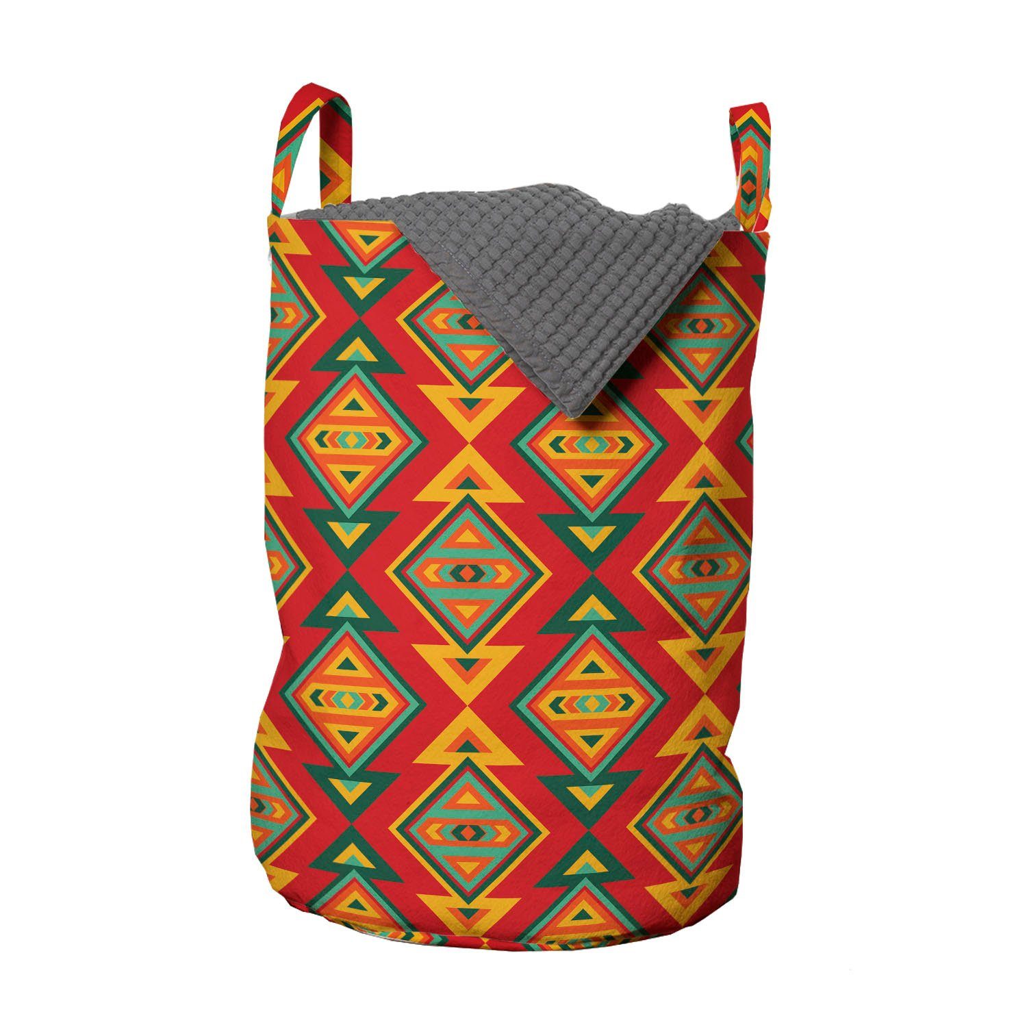 Abakuhaus Wäschesäckchen Wäschekorb mit Griffen Kordelzugverschluss für Waschsalons, Boho Geometrisches und Tribal-Layout