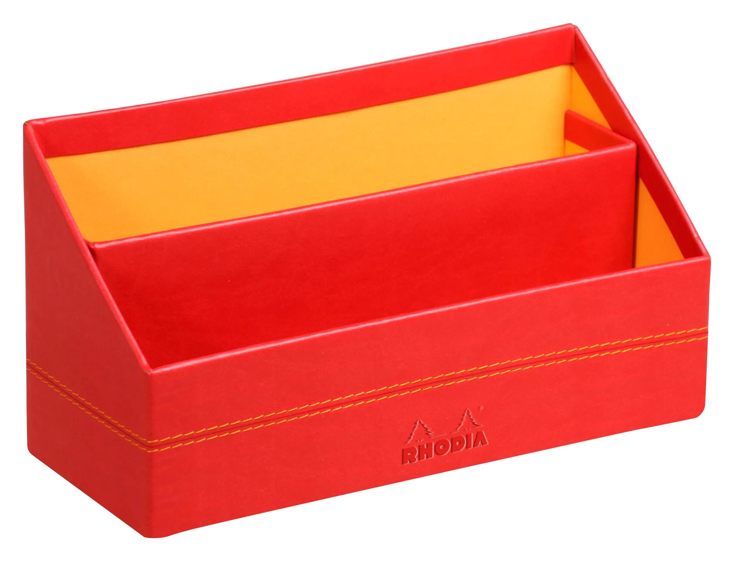 Rhodia Notizheft Rhodiarama Briefständer aus Kunstleder, 25x10x14 cm - Mohnrot 318943C, Briefständer