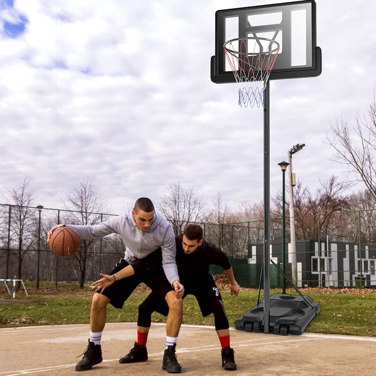 KOMFOTTEU Basketballständer Basketballkorb, höhenverstellbar von 260 bis  305 cm