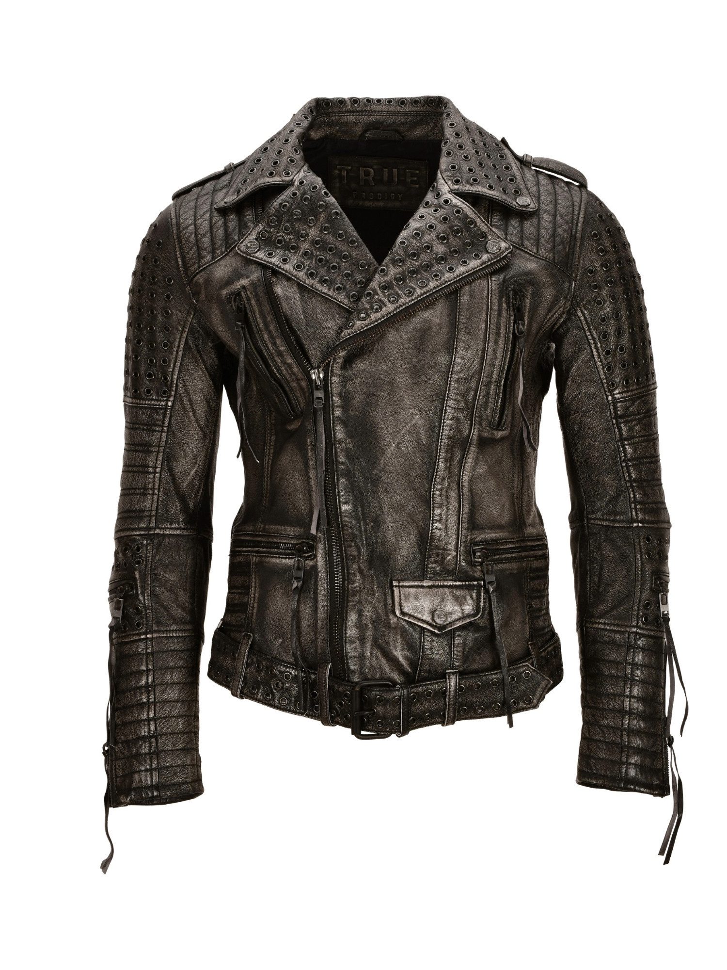 trueprodigy Lederjacke Geralt mit Ösen und Waschung