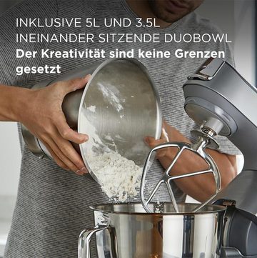 Kenwood Küchenmaschine Titanium Küchenmaschine integrierte Waage, Knetmaschine Rührmaschine, 1200,00 W, 5,00 l Schüssel, Knethaken, Edelstahl, Mischen Schlagen Kneten, Knetmaschine für teig