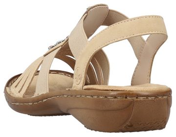 Rieker Sandale, Sommerschuh, Sandalette, Keilabsatz, mit Gummizügen für guten Sitz