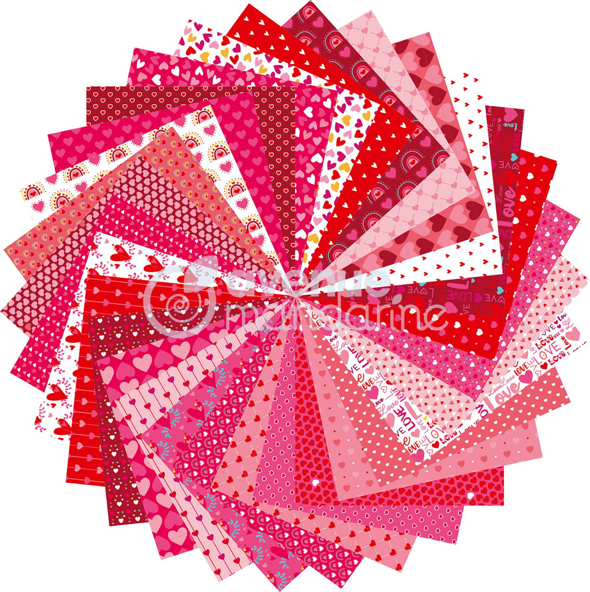 My Mandarine Motivpapier Faltpapier-Sortiment Paper Love, 60 Bögen