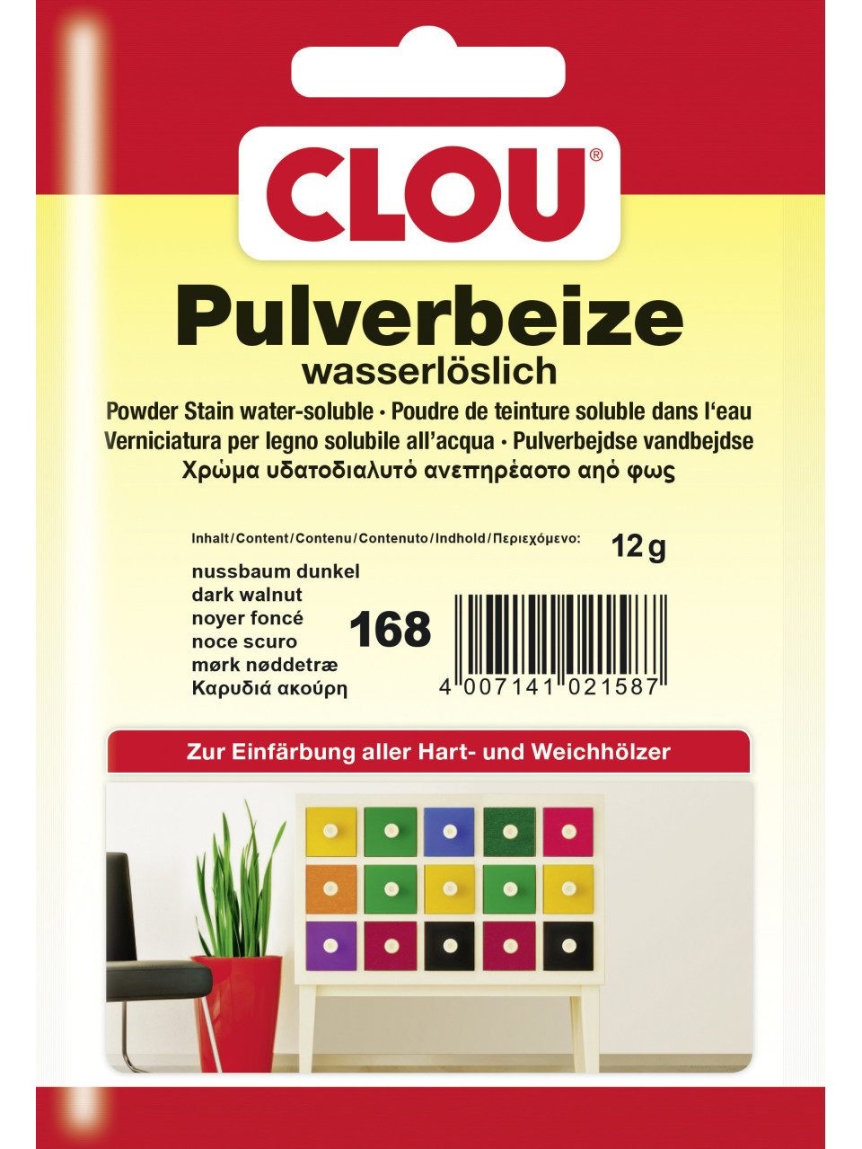 CLOU Holzbeize Clou Pulverbeize 12 g nussbaum dunkel