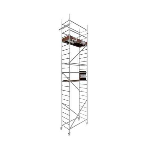 ALTEC Aluminium Fahrgerüst ALTEC Rollfix 2.0 700 mit Ø125mm Rollen und Wandanker, Made in Germany, Arbeitshöhe 7 Meter