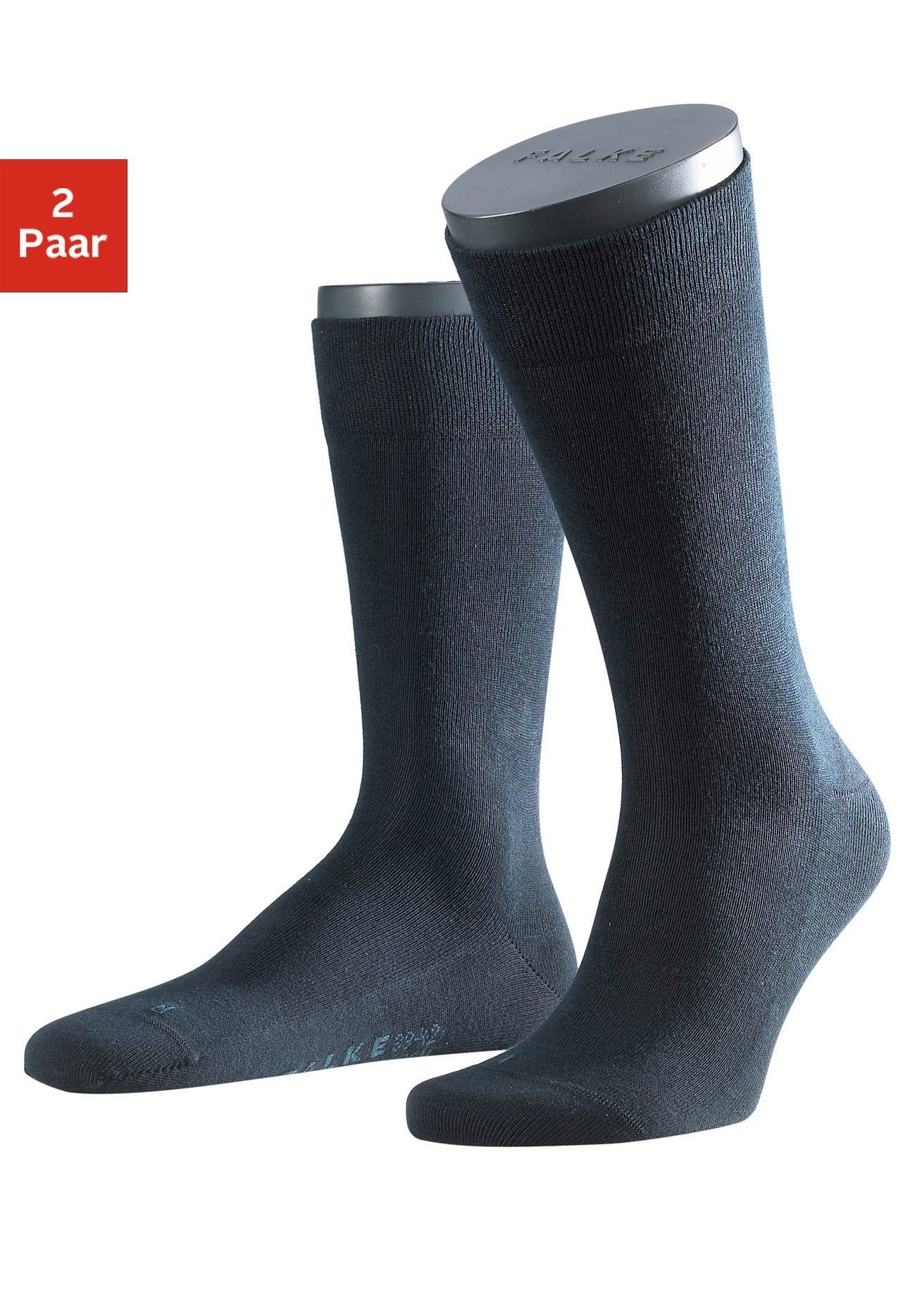 Gummi FALKE London Sensitive ohne marine sensitve Socken Bündchen mit (2-Paar)