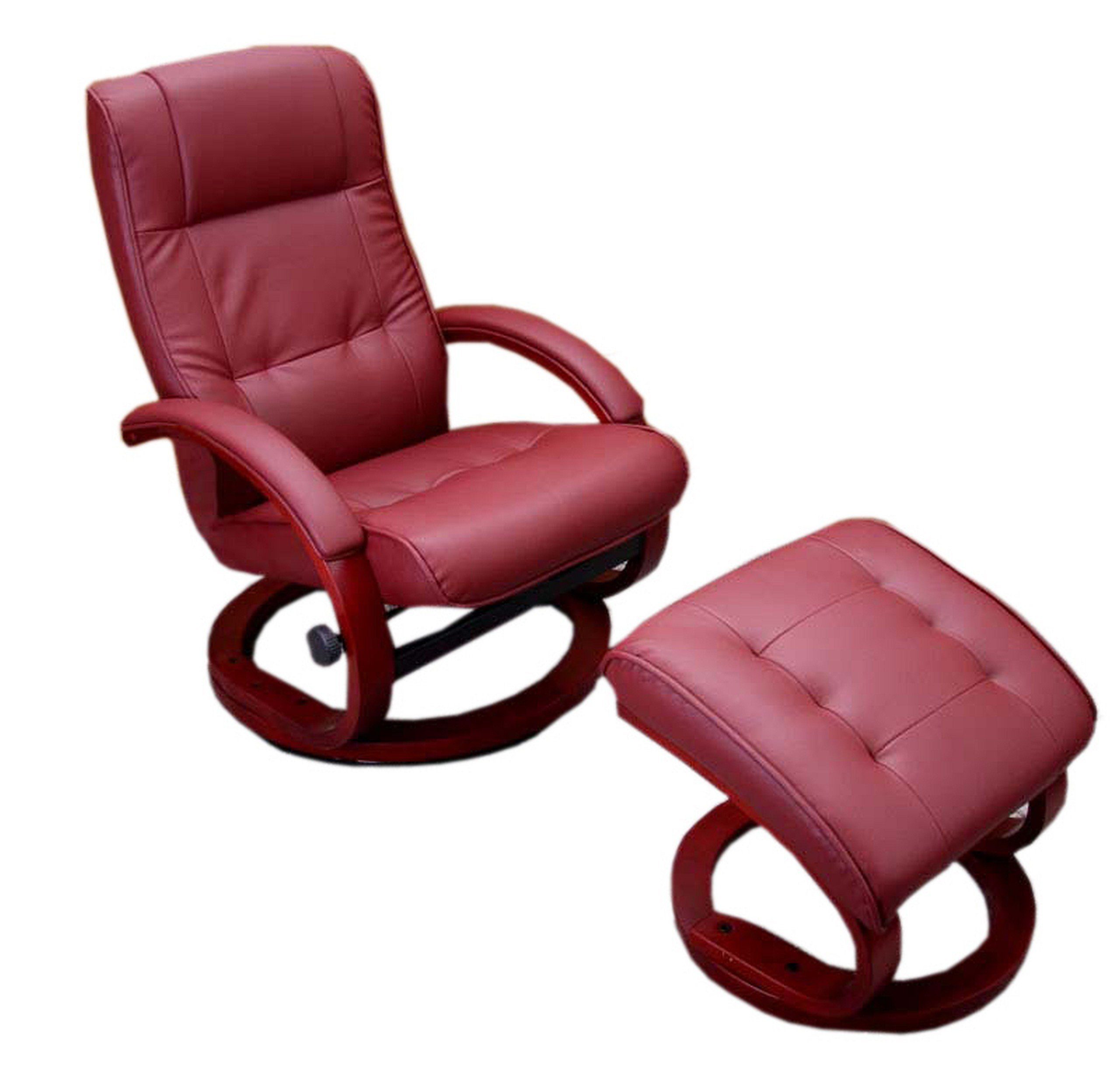 Hocker, bordeaux Relaxsessel Sessel (feststellbar) durch Aprilia, Inkl. MCW Gewichtsverlagerung neigbar