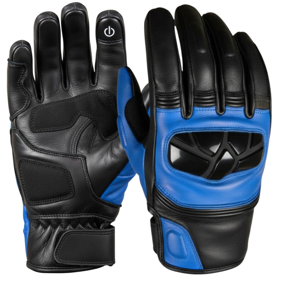 MDM Motorradhandschuhe Racing Lederhandschuhe Herren Knöchelschutz Sport Grip (Set, 1 Paar Motorradhandschuhe im Racing Stil) Racing Design mit verstärkten Polsterzonen an Handfläche und Fingern