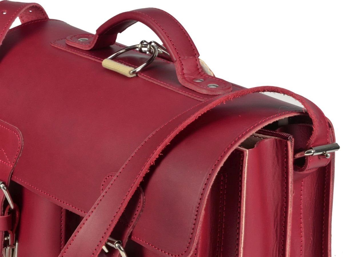 Fächern, Classic Leder Rucksack zu 2 auch Satchel, Ruitertassen tragen, Aktentasche 38 rot cm als Lehrertasche mit