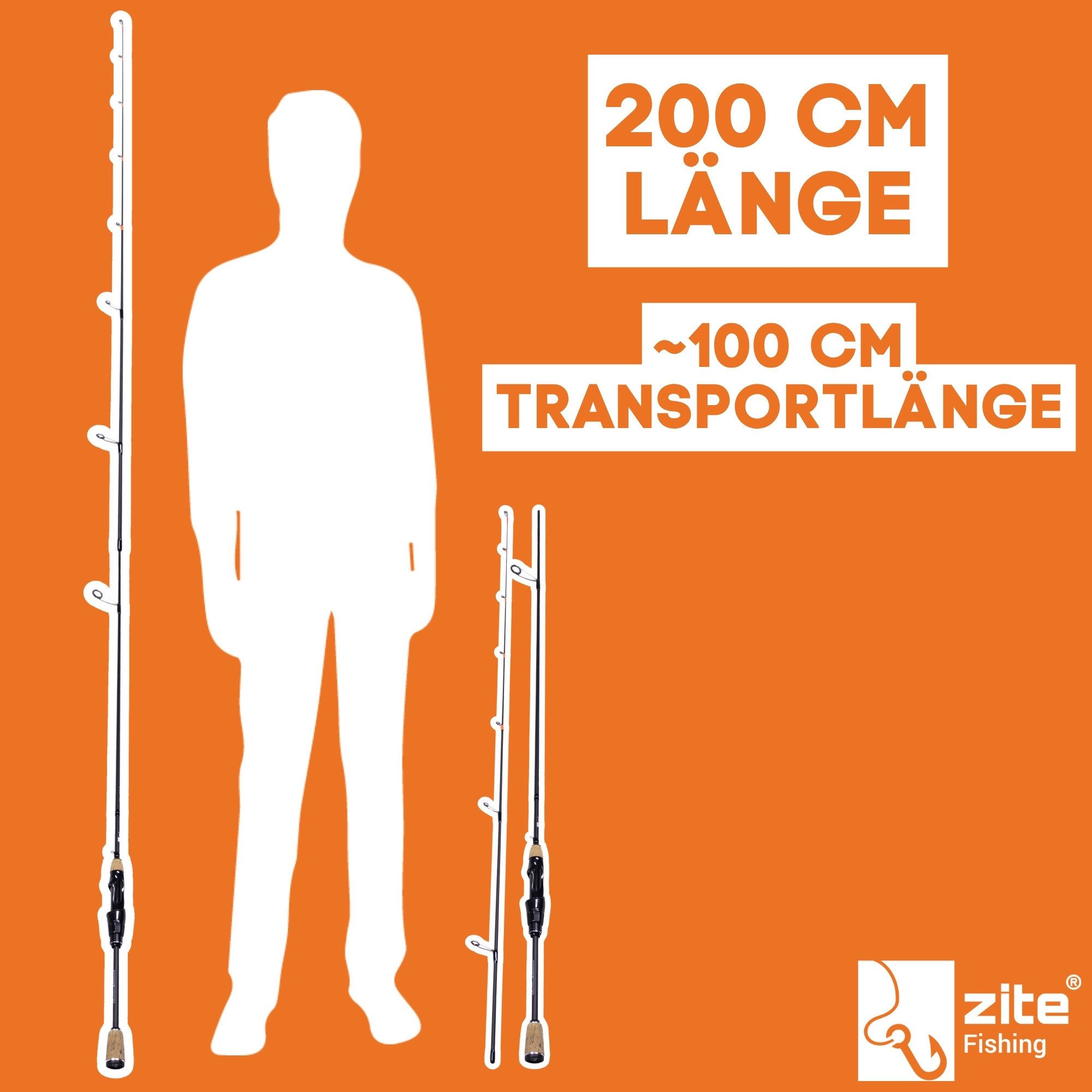 Zite Forellenrute Ultra Light Gummiköder Ruten Set, Solid Tip Rute 2m & Spinnrolle 1000 – Bild 5 von 5