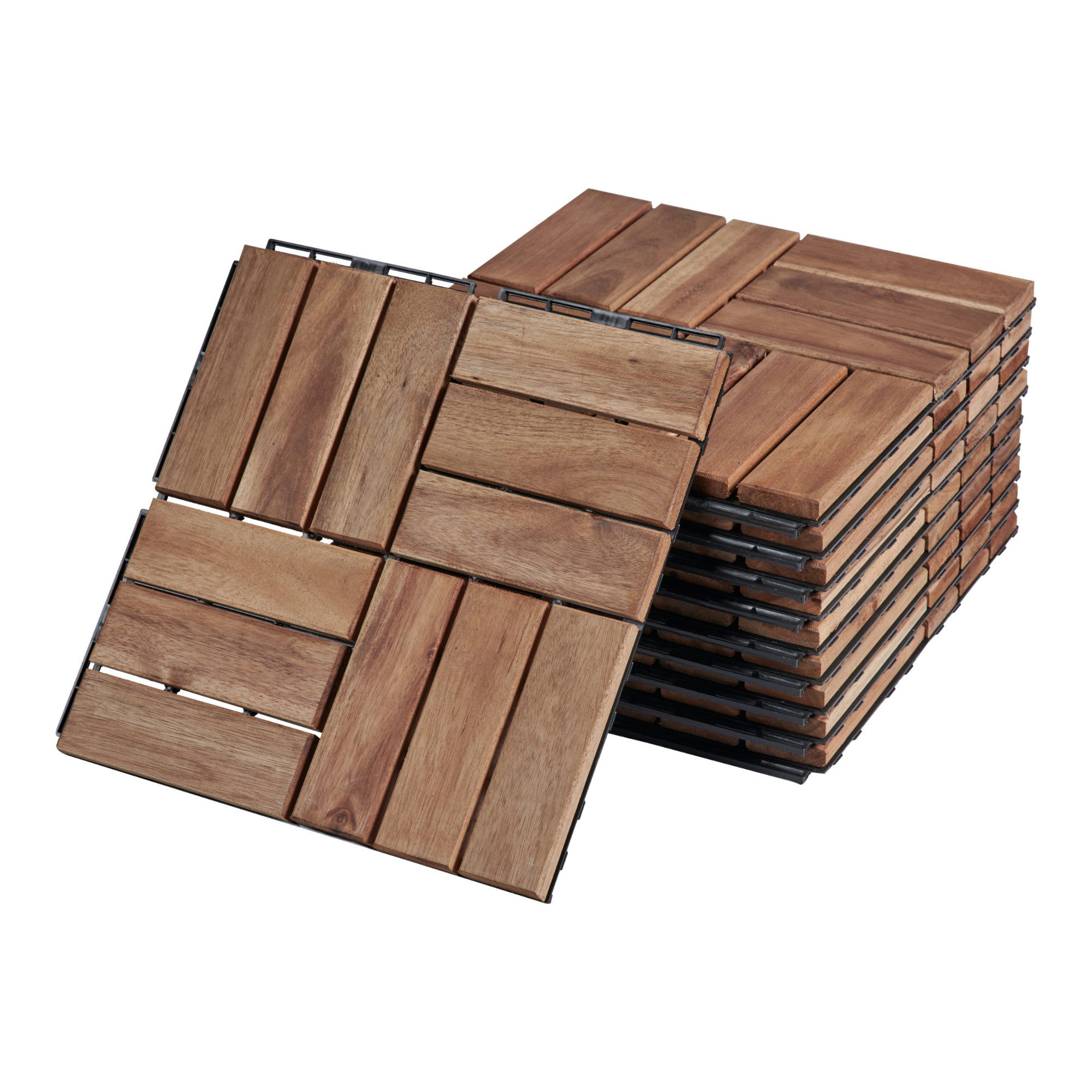 casa.pro Klickfliesen, Set, 10er Set, »Alliste« Akazienholz 30 x 30 cm 0,9 m² Natur